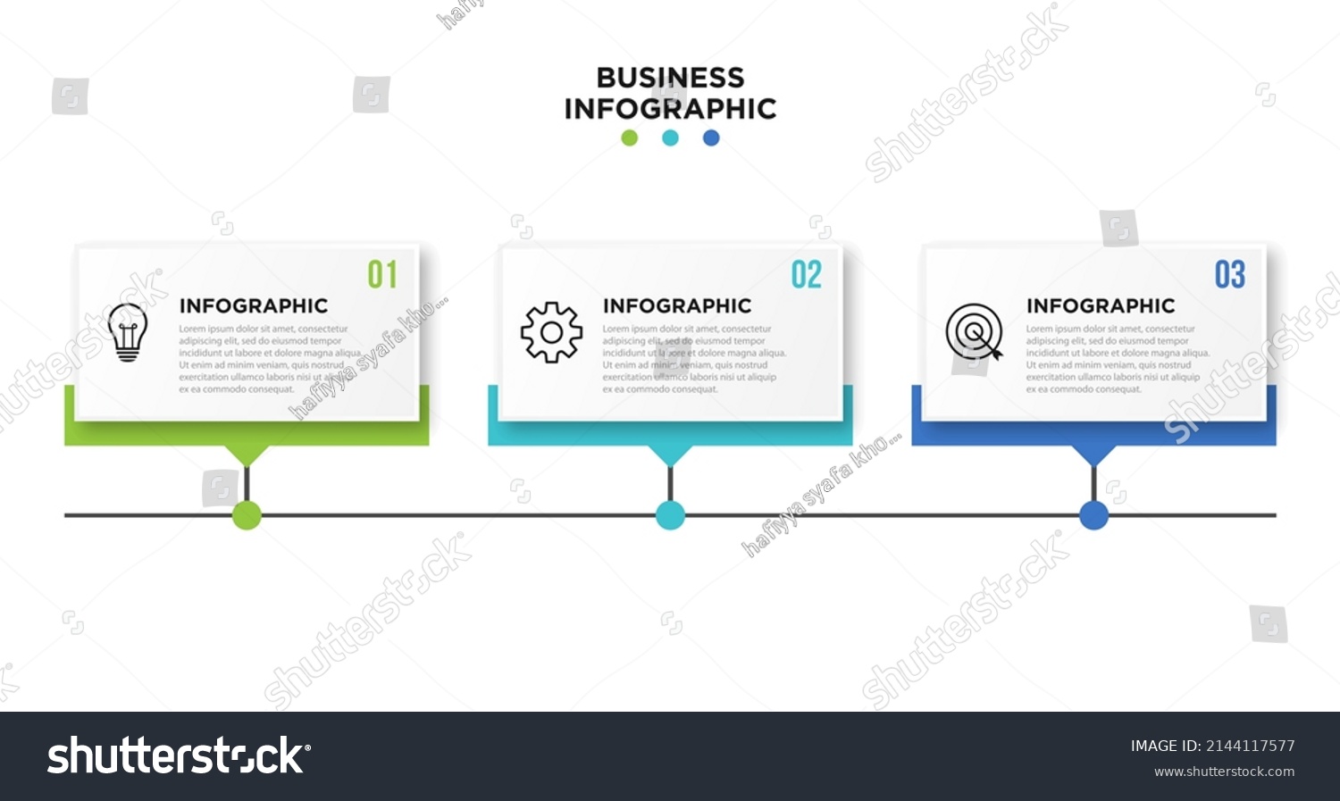 Presentation business infographic template with 3 options. Vector illustration. #2144117577