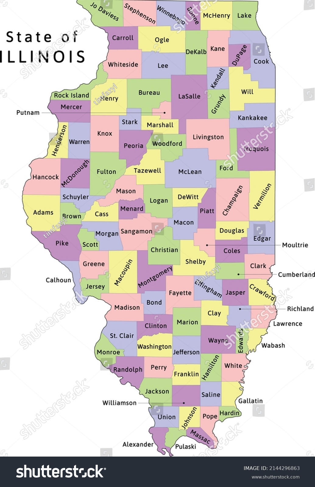 Illinois state administrative map with counties. - Royalty Free Stock ...