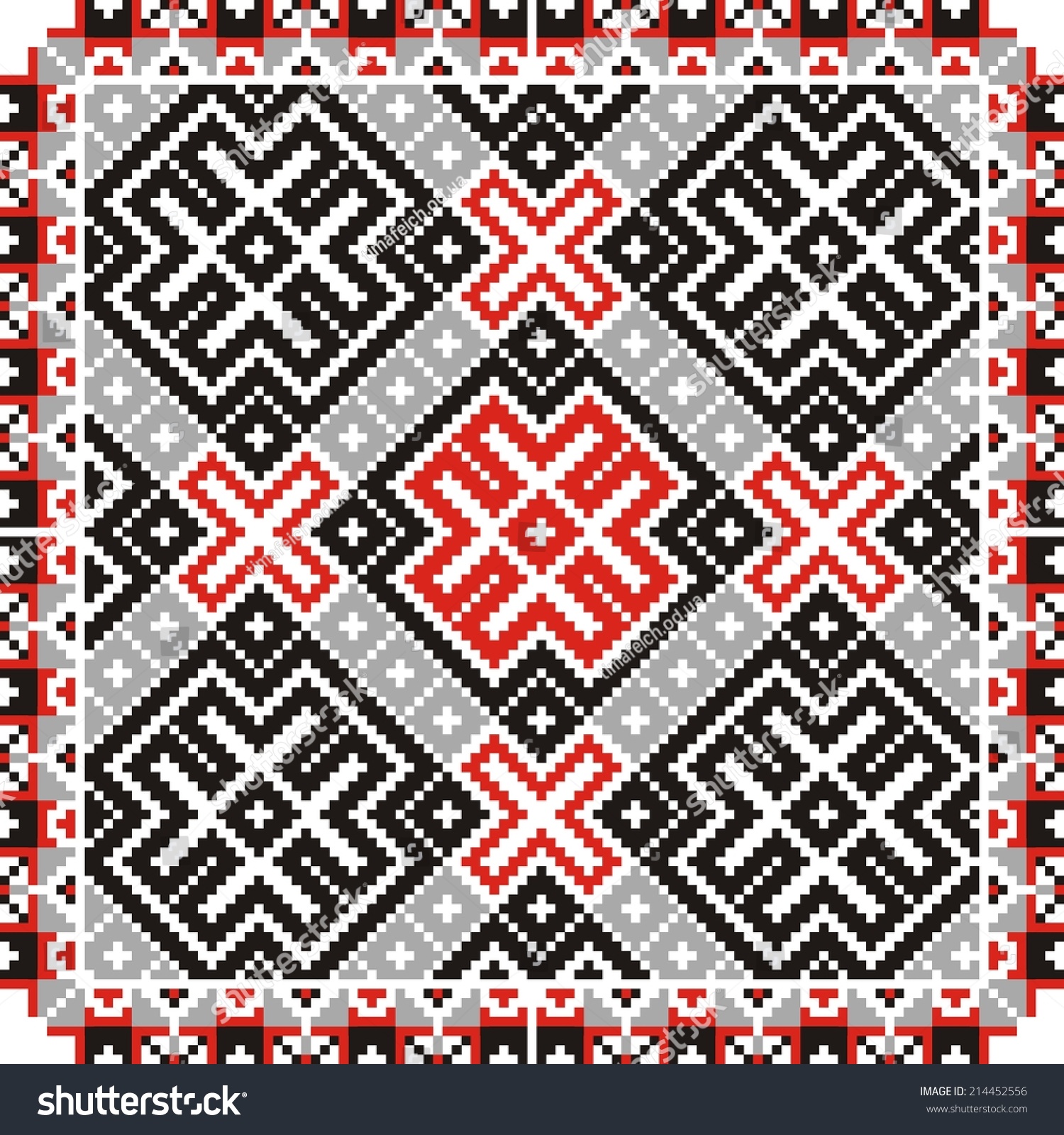 Royalty free Vector geometric background with… Stock vector geometric background with elements of flowers and plants on the motives of Russian and Ukrainian