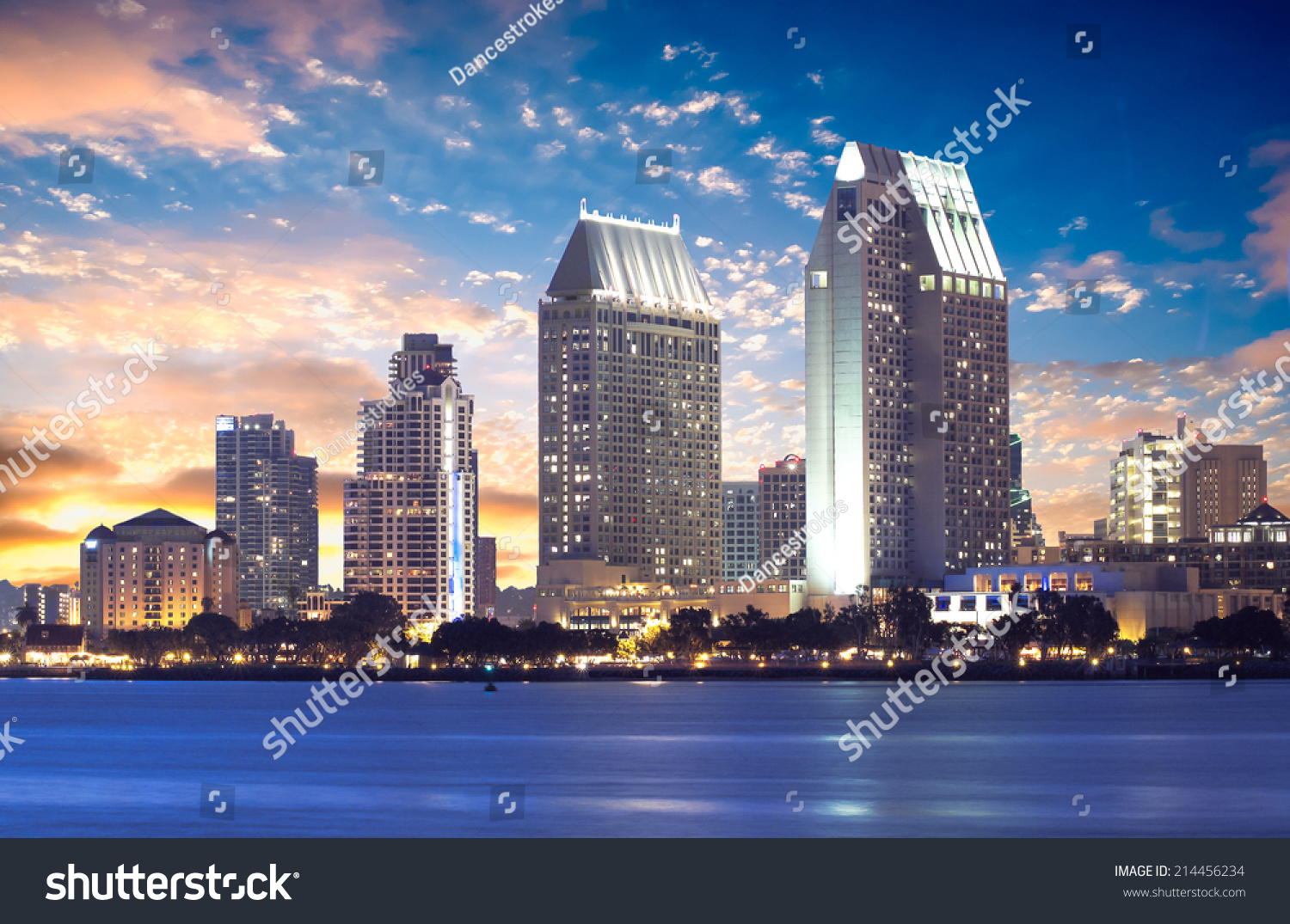 Downtown San Diego Cityscape Sunset, California USA #214456234