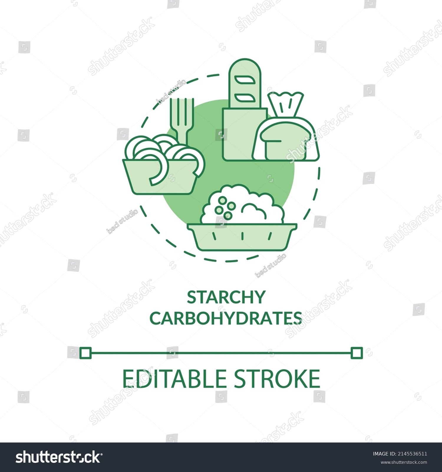 Starchy carbohydrates green concept icon. - Royalty Free Stock Vector ...