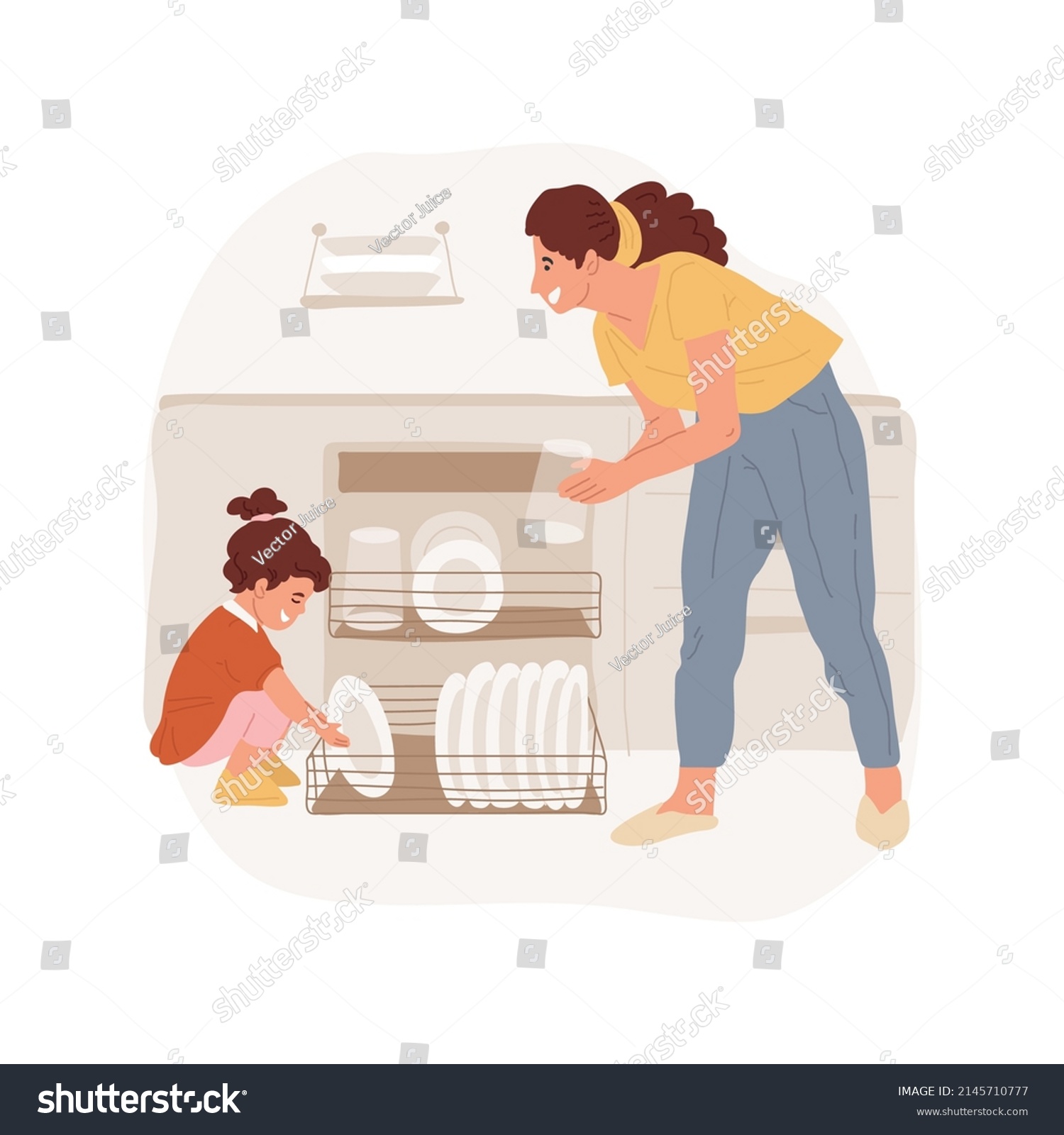 Load the dishwasher isolated cartoon vector - Royalty Free Stock Vector ...