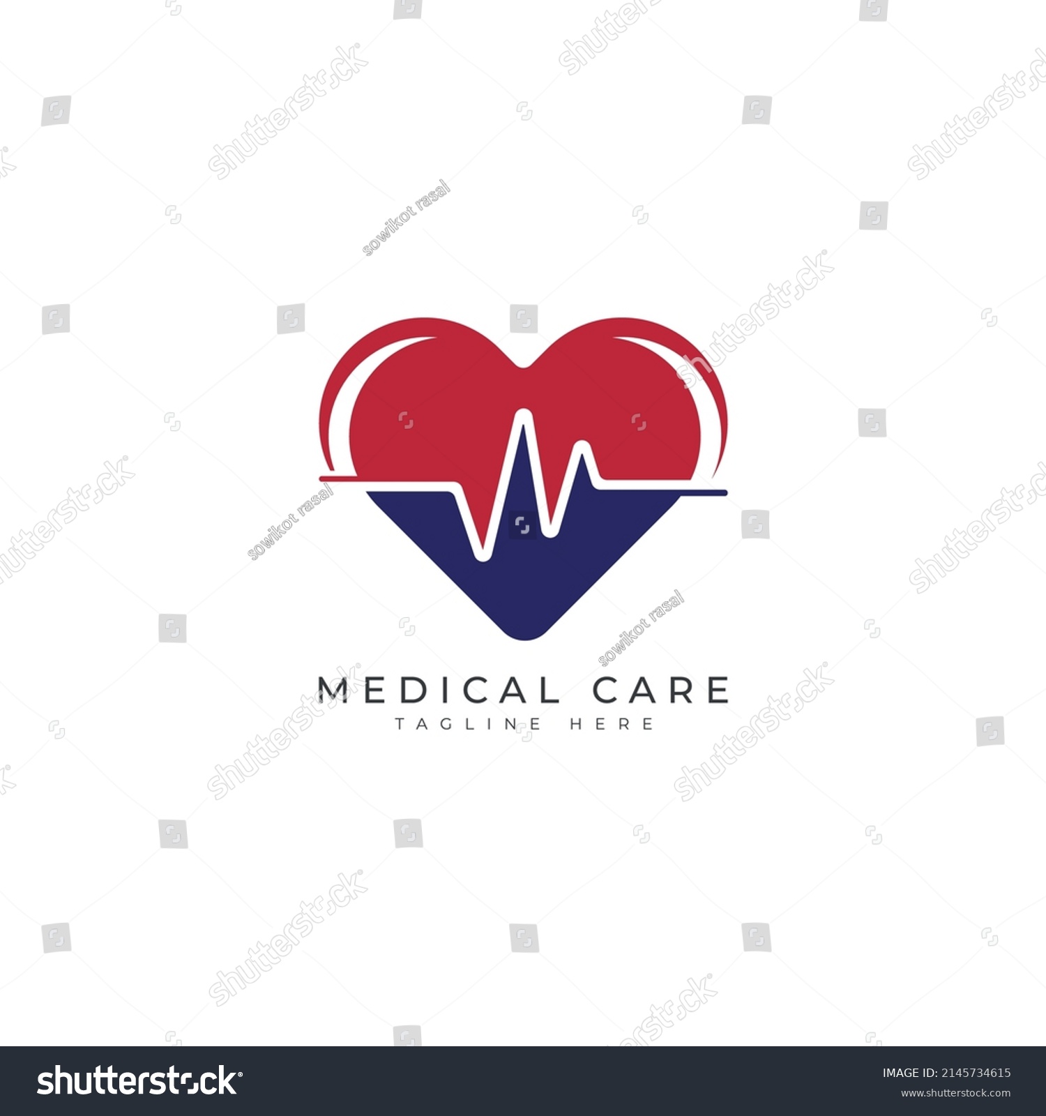 heart beat sign medical care logo design concept - Royalty Free Stock ...