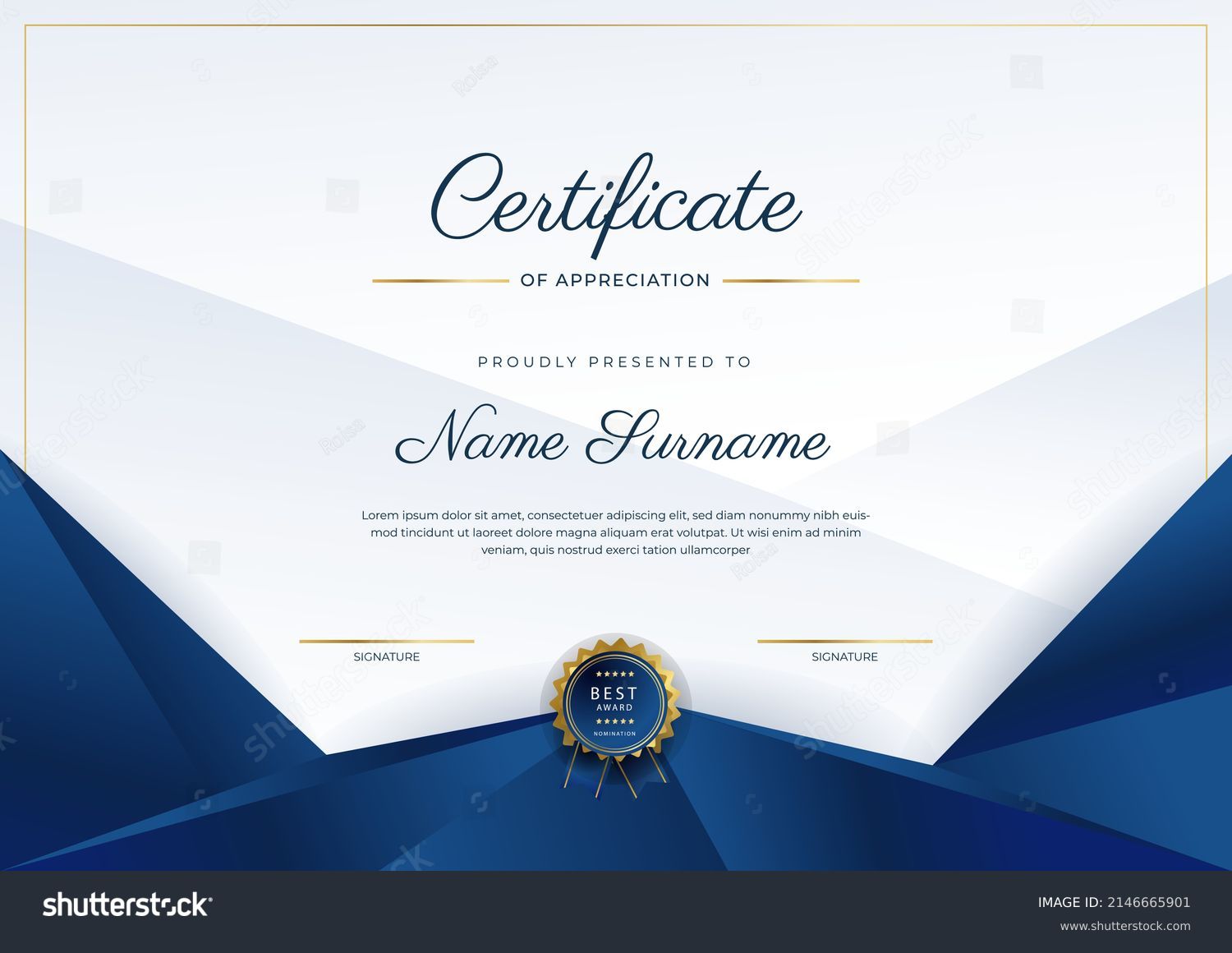 Certificate template with professional clean design. Vector illustration. Certificate of achievement abstract geometric texture decoration for multi-purpose business or education needs #2146665901