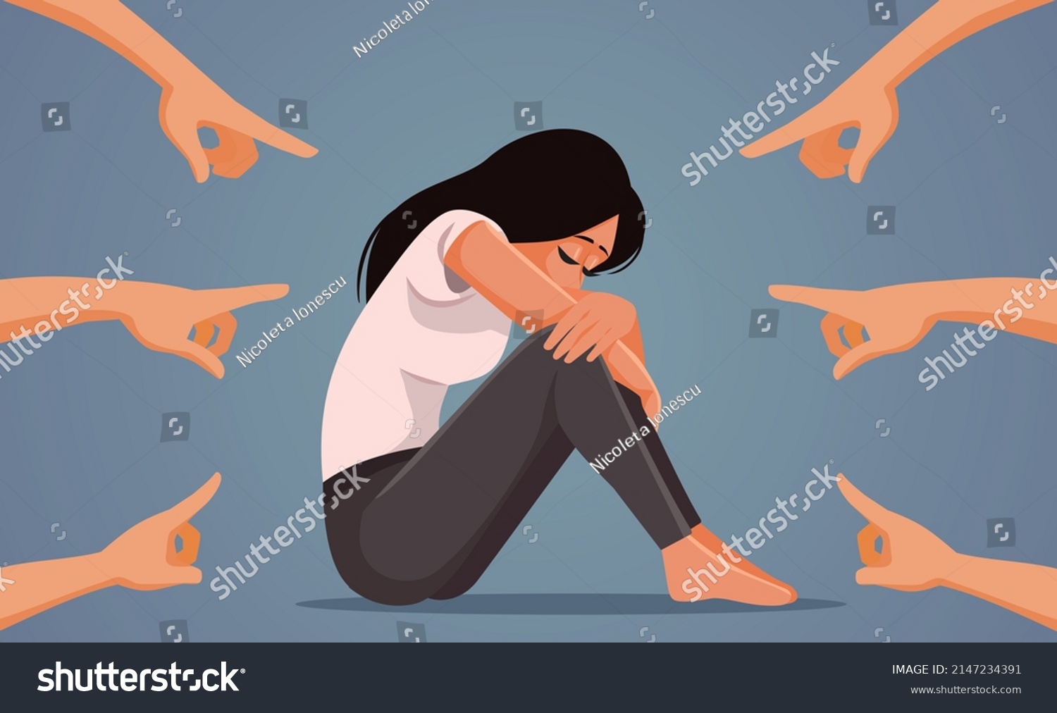 
Society Wrongly Blaming the Victim Concept Vector Illustration. Misogyny in public space and prejudice against women by judging and criticizing 
 #2147234391