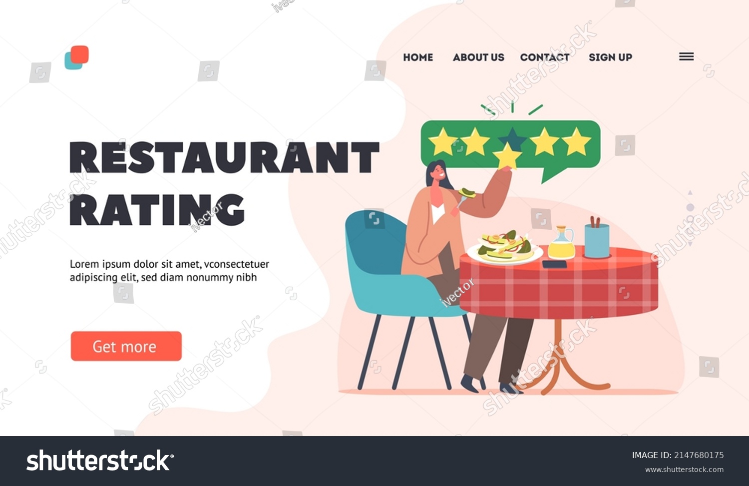Restaurant Rating Landing Page Template. Food - Royalty Free Stock Vector 2147680175 - Avopix.com
