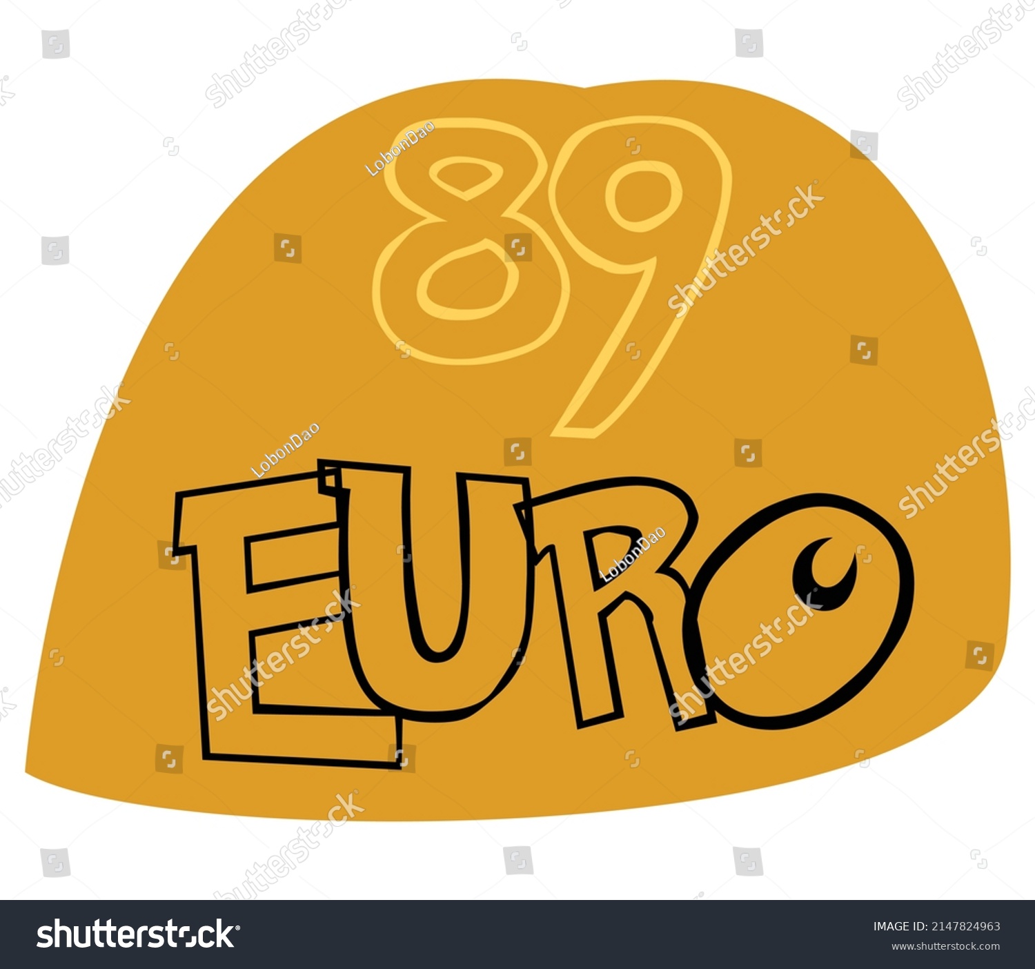 89Euro Symbol in a button mode, 2d vector illustration #2147824963