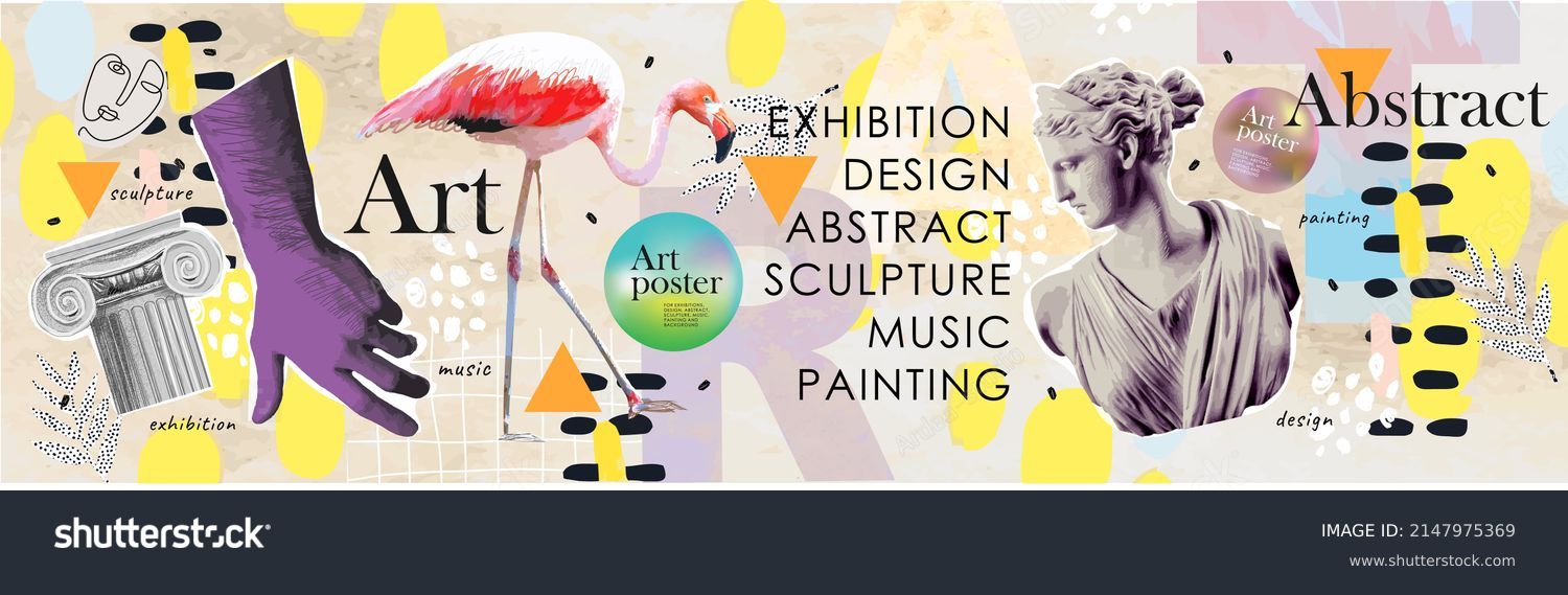 Art objects for an exhibition of painting, culture, sculpture, music and design. Vector abstract modern illustrations for creative festivals and events	
 #2147975369