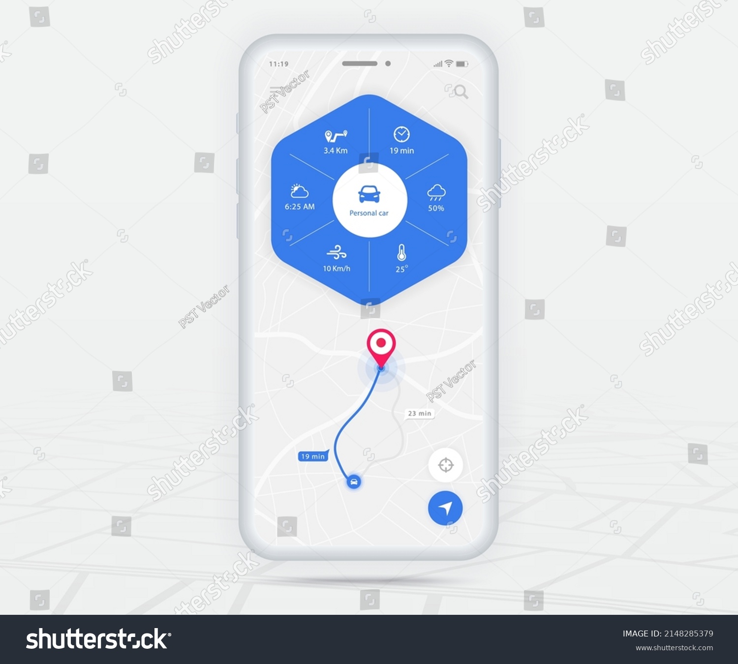 Map GPS Navigation App Ux Ui Concept, Mobile Map - Royalty Free Stock ...