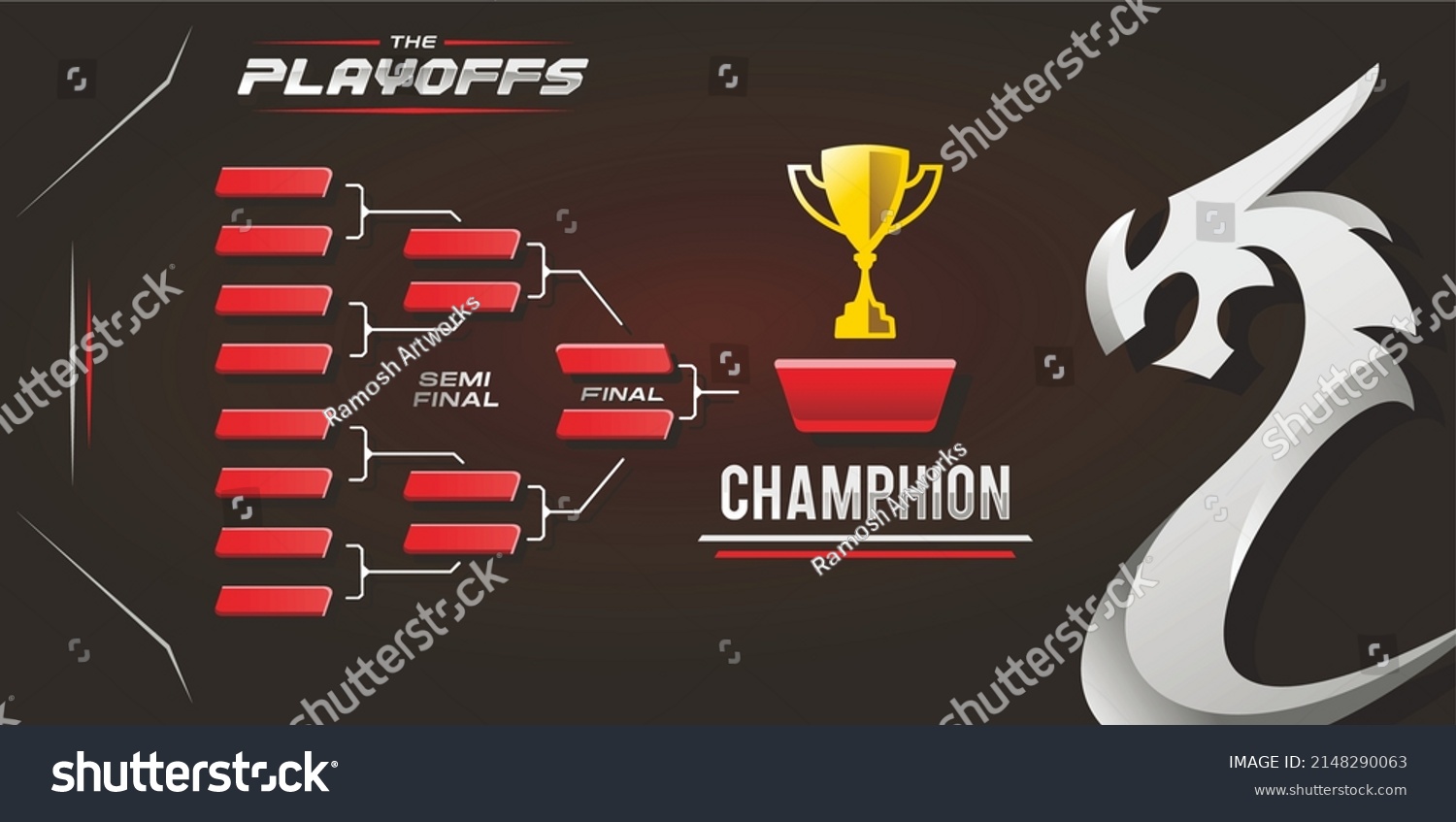 Red and black bracket design with dragon logo. - Royalty Free Stock ...