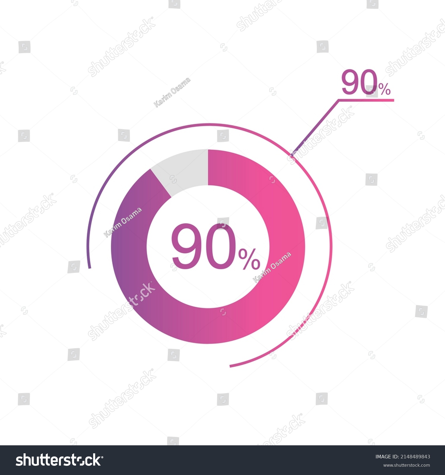 90 Percentage diagrams, pie chart for Your Royalty Free Stock Vector