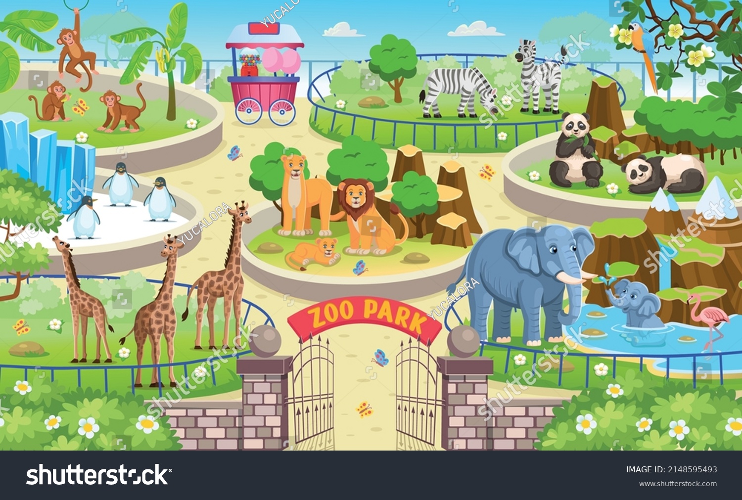 zoo-map-with-enclosures-with-animals-outdoor-royalty-free-stock