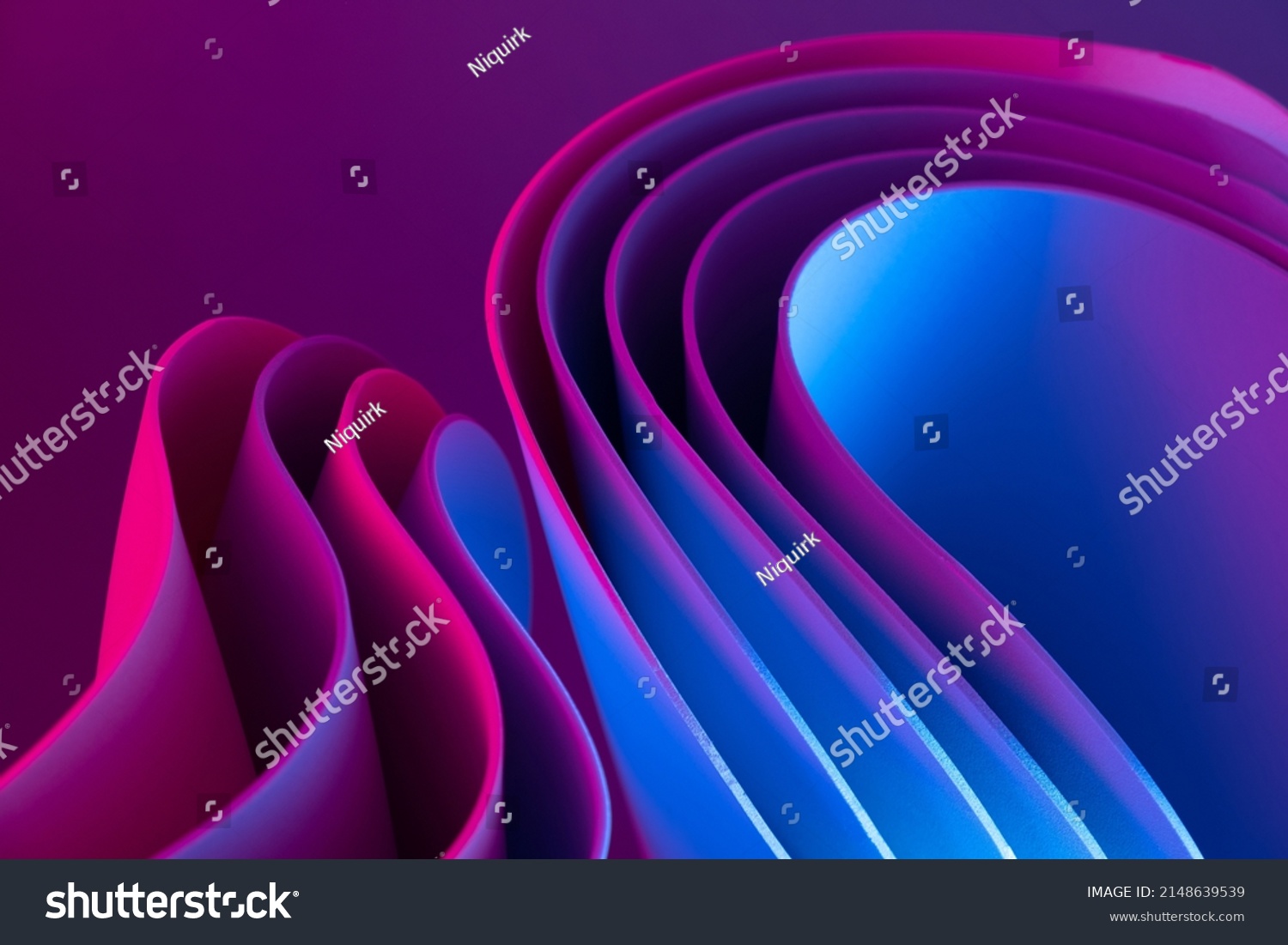 Colorful motion elements with neon led illumination. Abstract futuristic background. #2148639539
