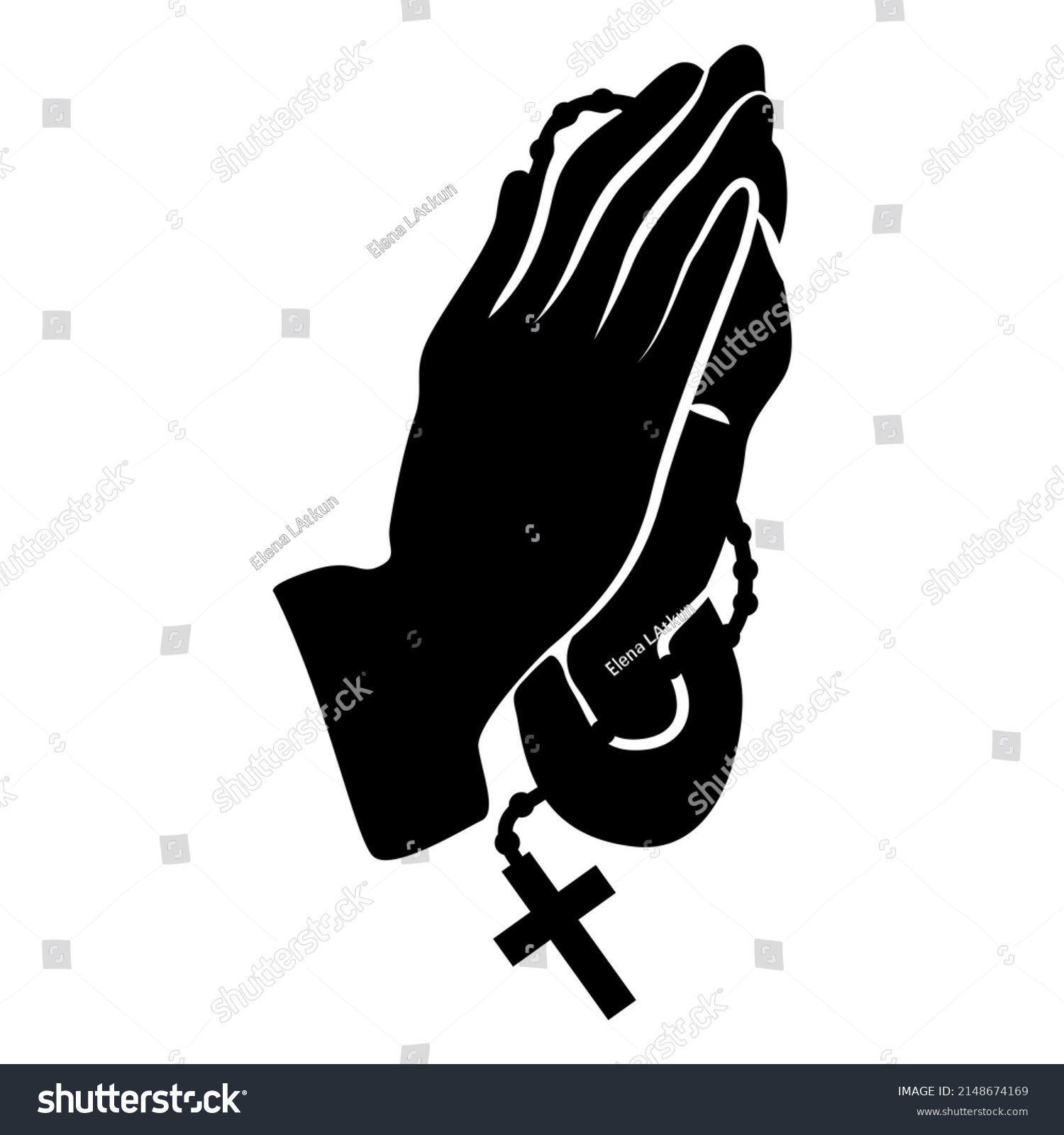 Praying Hands With Rosary Cut Out. High quality - Royalty Free Stock ...