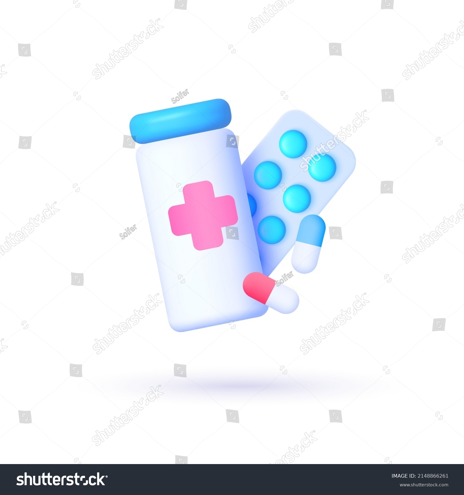 3d icon with pharmacy 3d on transparent background for web design. Pharmacy concept. 3d realistic minimal vector. Vector design #2148866261