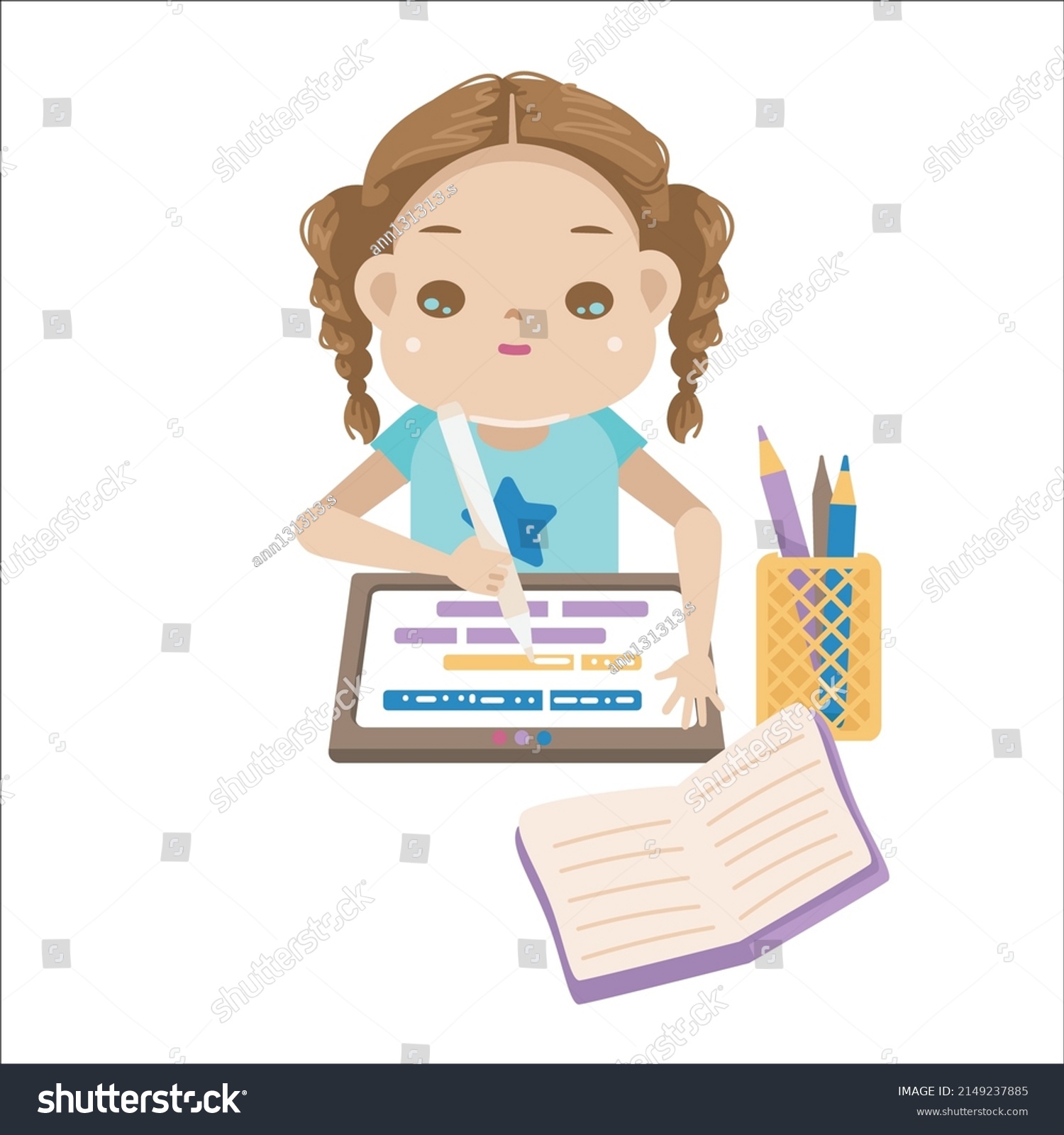 little girl writing code or kids coding - Royalty Free Stock Vector ...