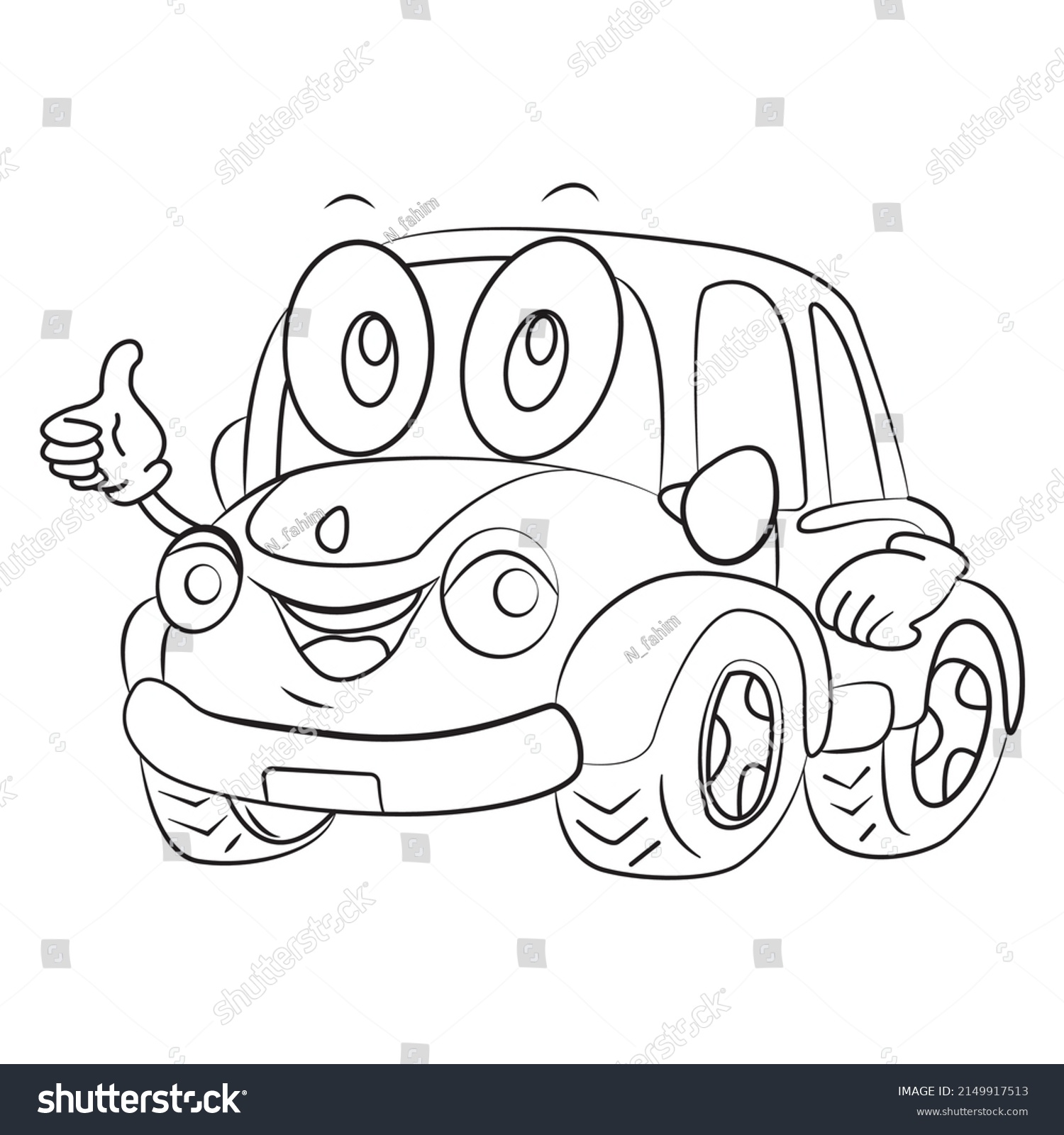 Funny cartoon car coloring page. Car outline. - Royalty Free Stock ...