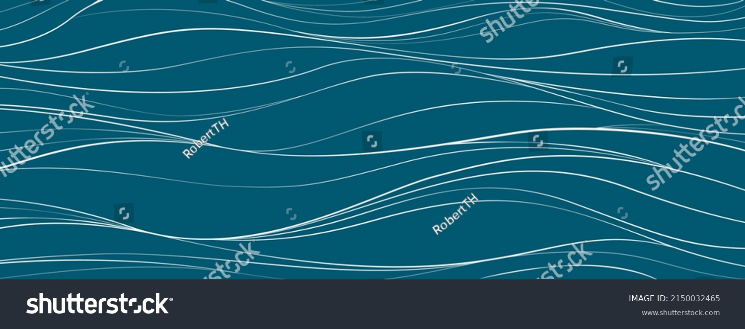 Abstract texture Background template of water, sea, aqua, ocean, river, or mountain. doodle Seamless wavy line curve linear wave free form repeat Pattern stripe Ripple. flat vector illustration design #2150032465