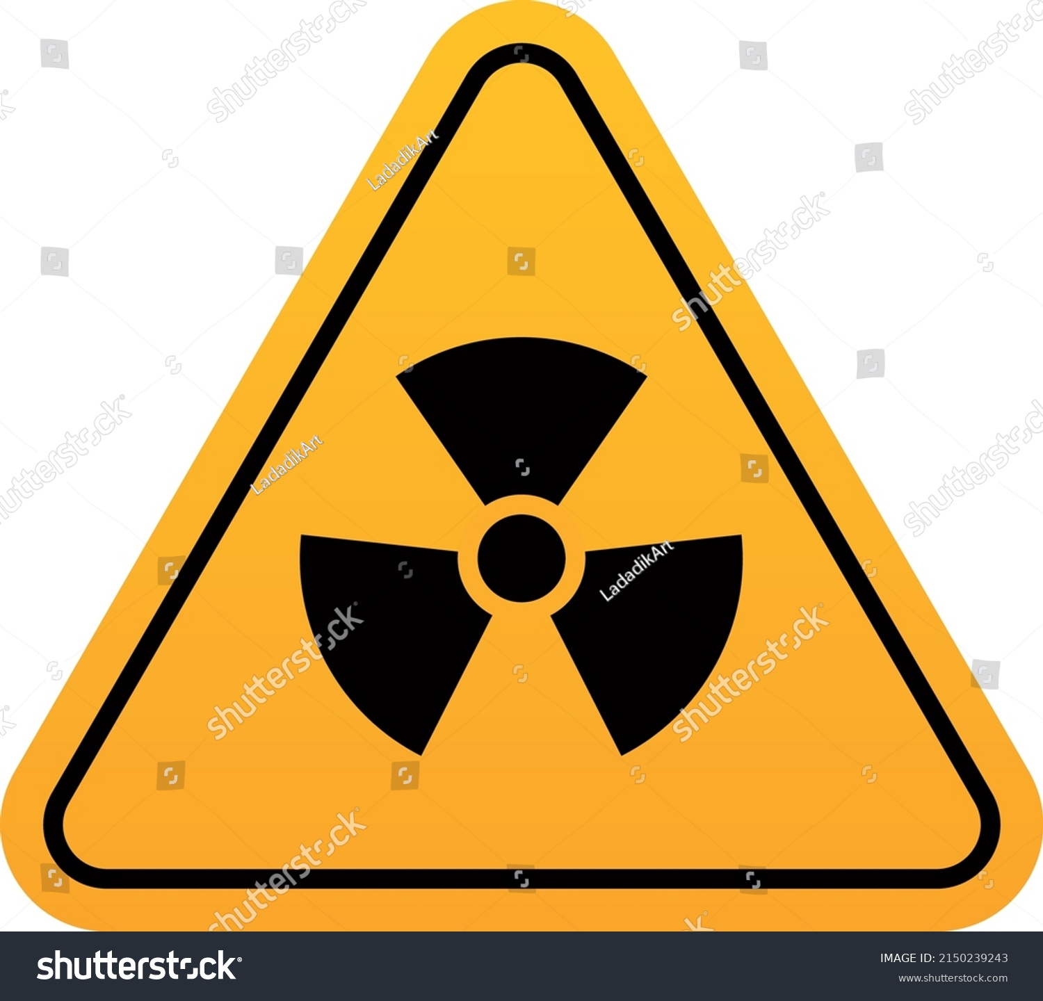 Radioactive hazard label. Yellow triangular - Royalty Free Stock Vector ...