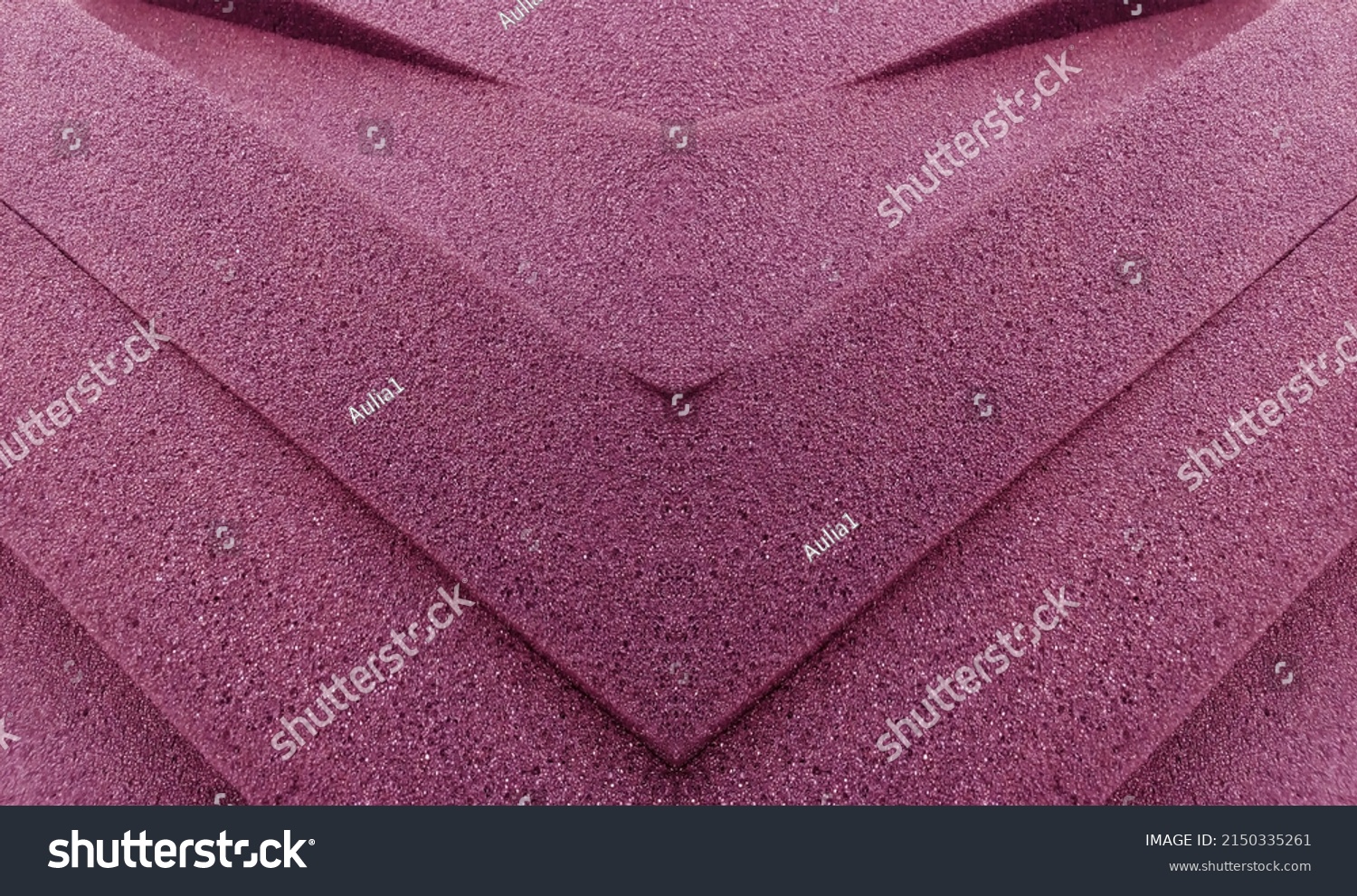 stacked thick foam material background. Purple texture in transverse style. foam sponge creativity #2150335261