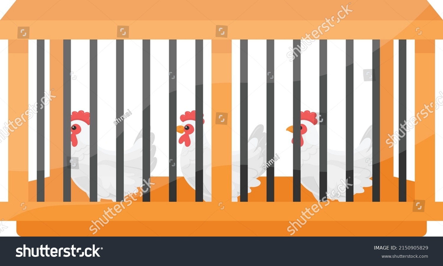 Sturdy Spacious wooden hen cage for Varied Animals Concept, hen livery vector color icon design, Poultry farming symbol, Meat or Eggs Production Sign, Protein and farmyard equipment stock illustration #2150905829
