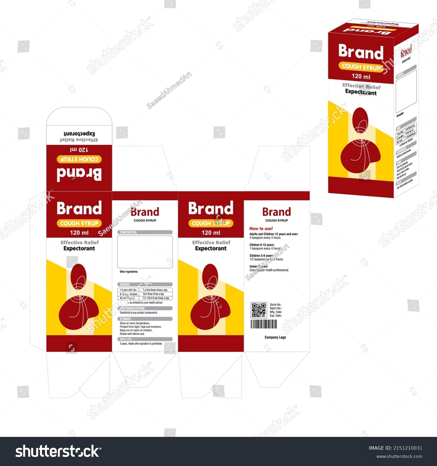 cough syrup packaging Box Design template - Royalty Free Stock Vector ...