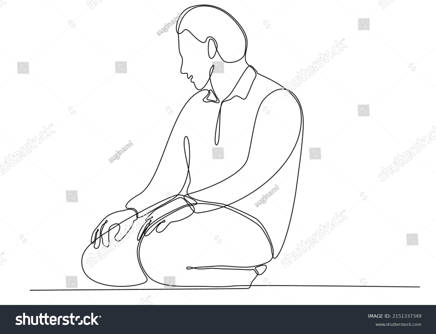 Continuous line drawing of islamic muslim man - Royalty Free Stock ...