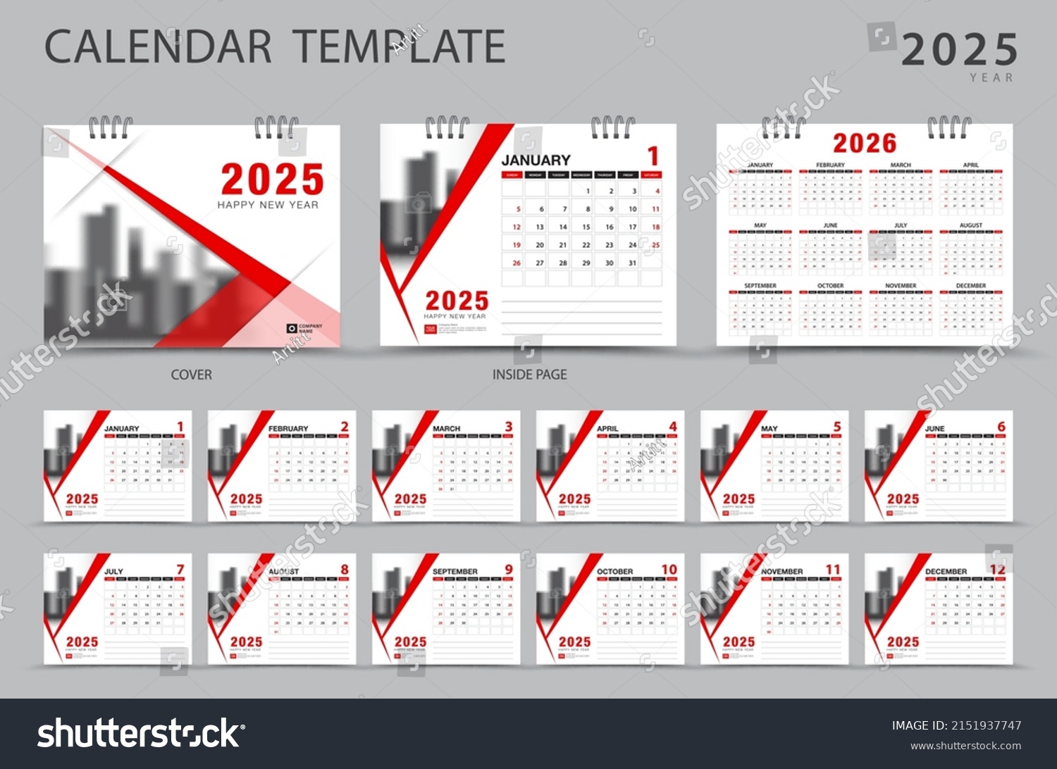 Calendar 20252026 template and cover design, Royalty Free Stock