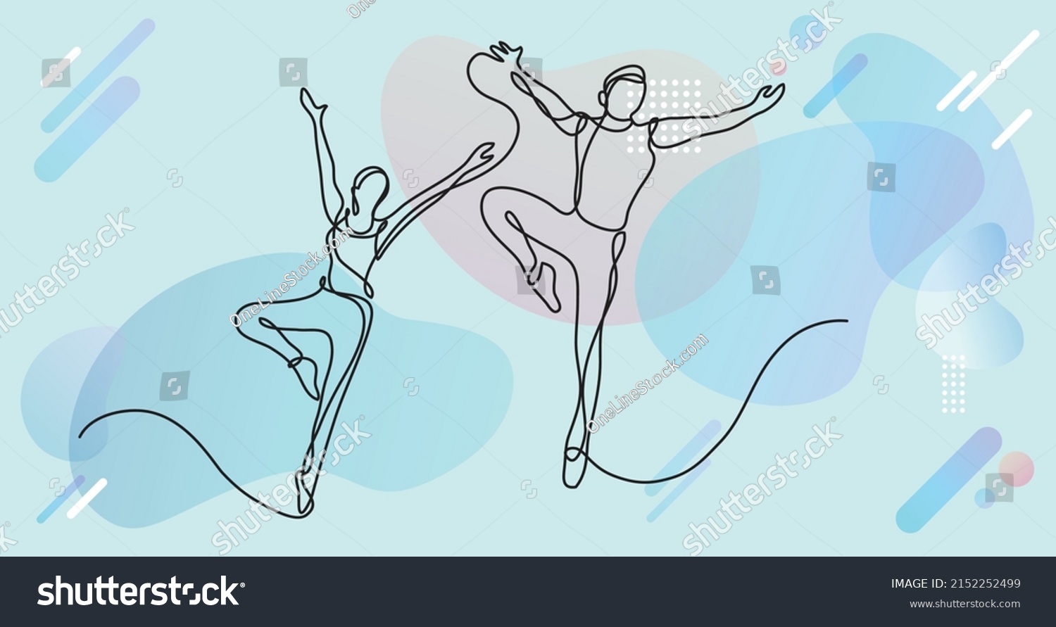 Continuous Line Drawing Of Two Ballet Dancers Royalty Free Stock