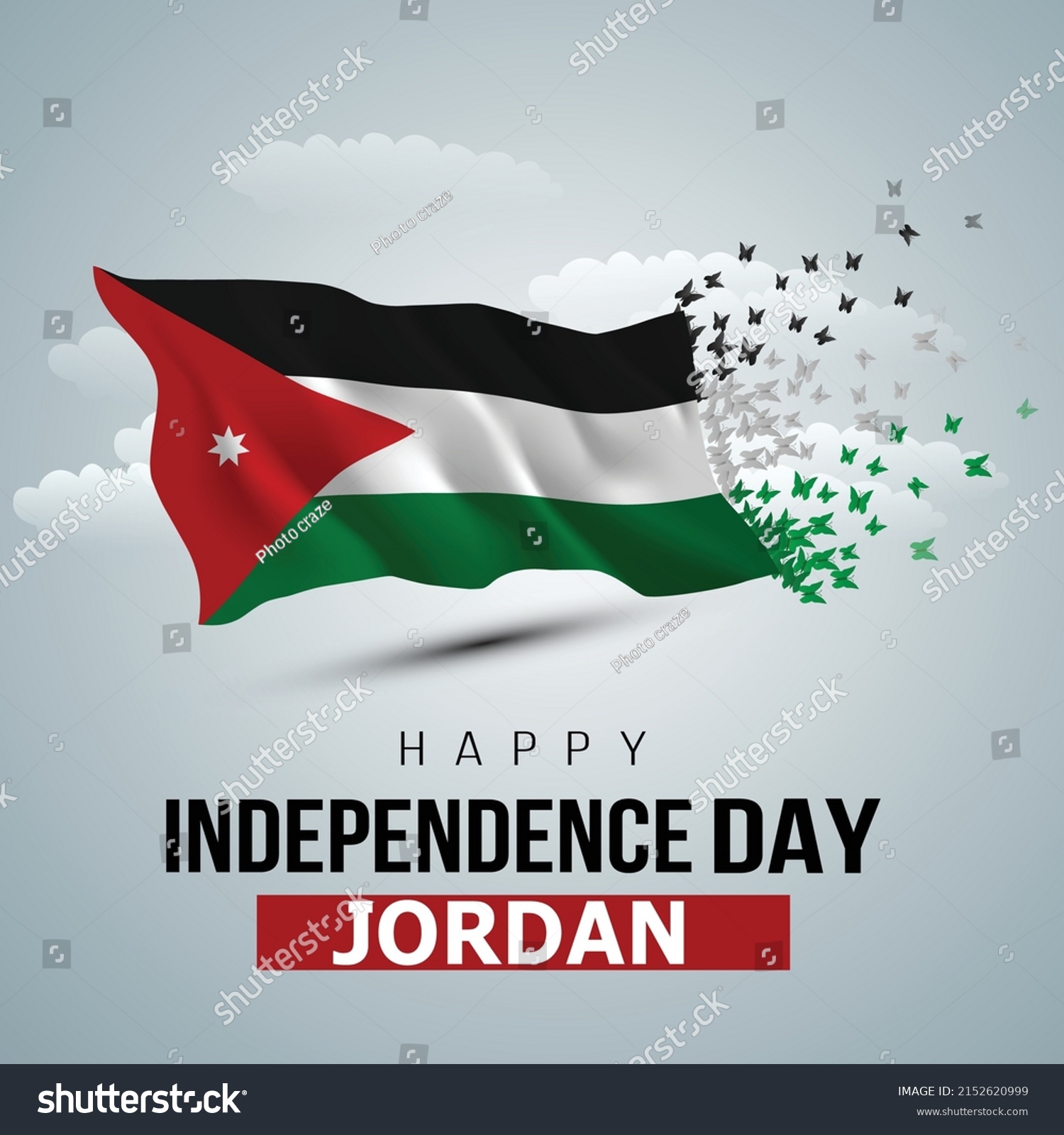 happy independence day Jordan. 3d flag with Royalty Free Stock Vector