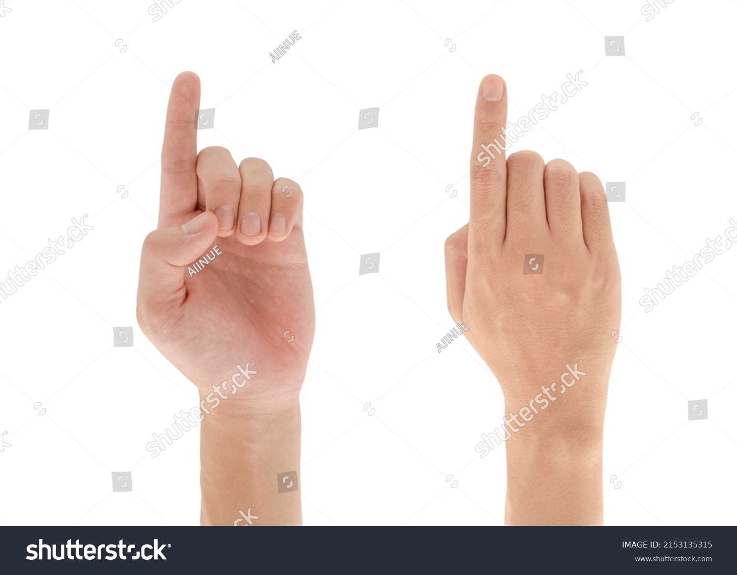 Pointing fingers, Hand gesture isolated on white background, Clipping path Included. #2153135315