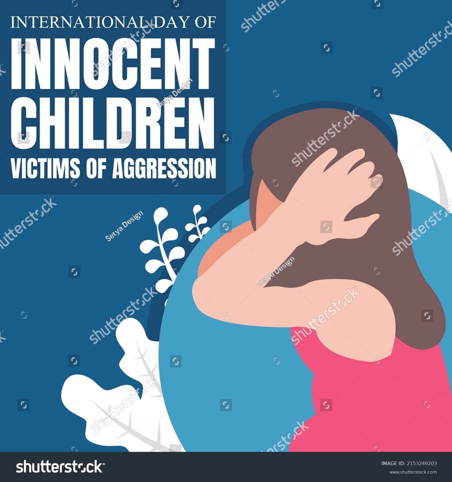 illustration vector graphic of a girl covers her ears with her hands, perfect for international day innocent children victims of aggression, celebrate, greeting card, etc. #2153249203