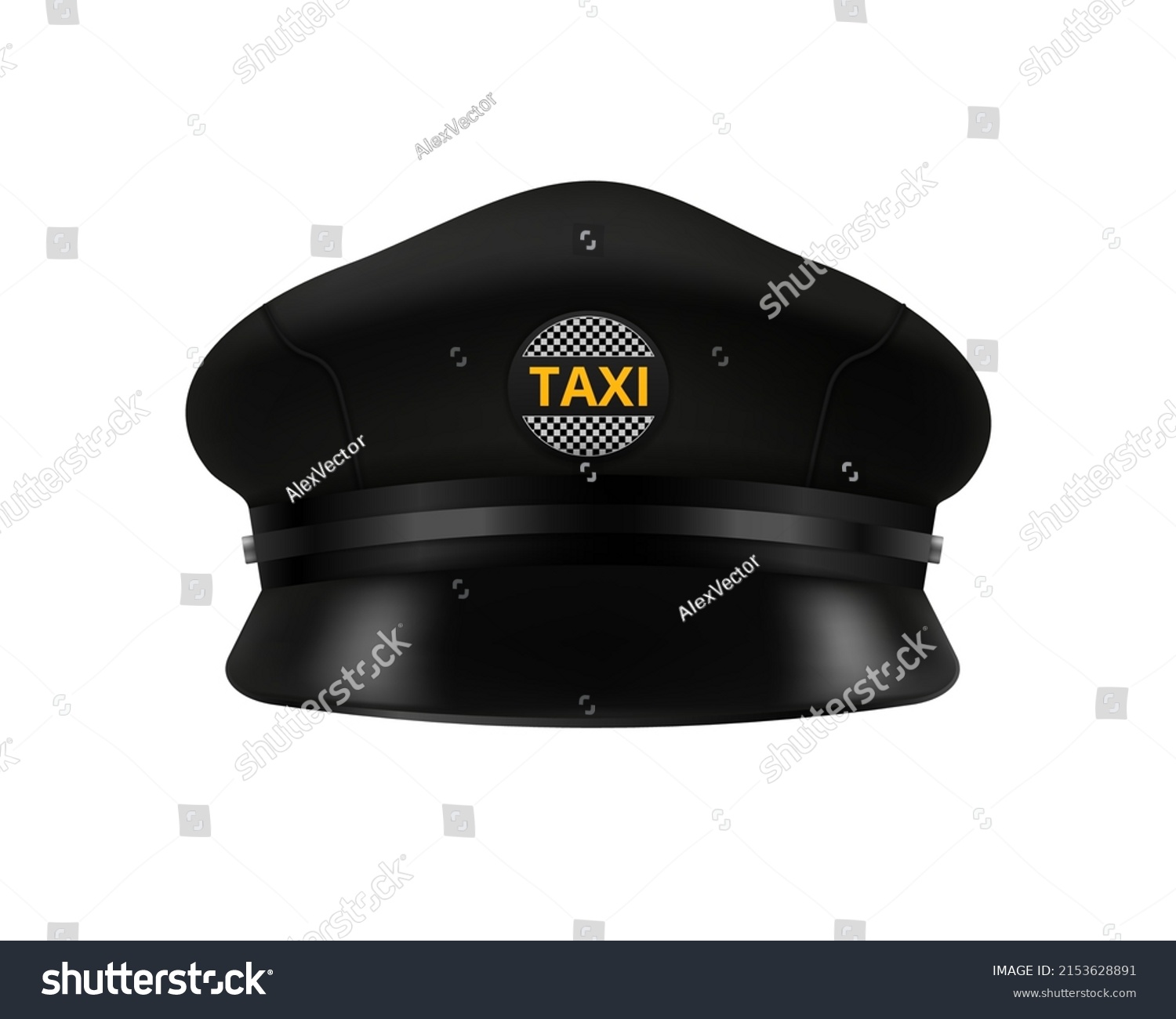 Taxi drivers cap moskup. Black realistic - Royalty Free Stock Vector ...