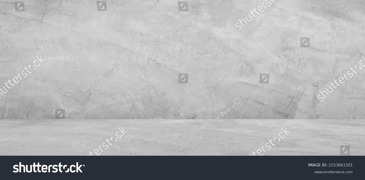 Backdrop Background, Empty Gray Cement wall room interior studio Background and rough floor perspective well editing montage display products and text present on free space concrete Backdrop Scene. #2153661201