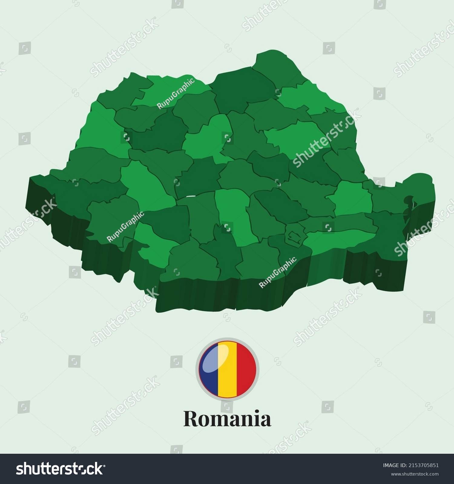 3D Map Of Romania, Vector Illustration Stock - Royalty Free Stock ...