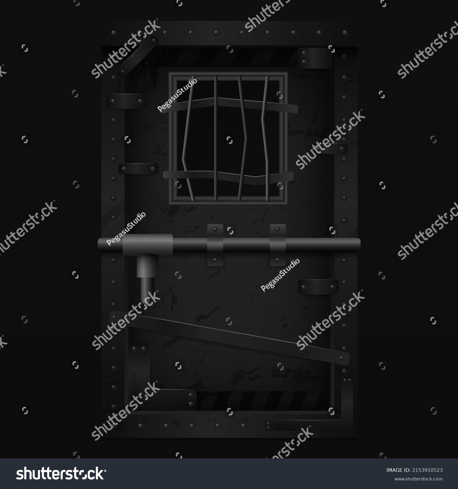 Dark scary door with bars. Black gate locked - Royalty Free Stock ...