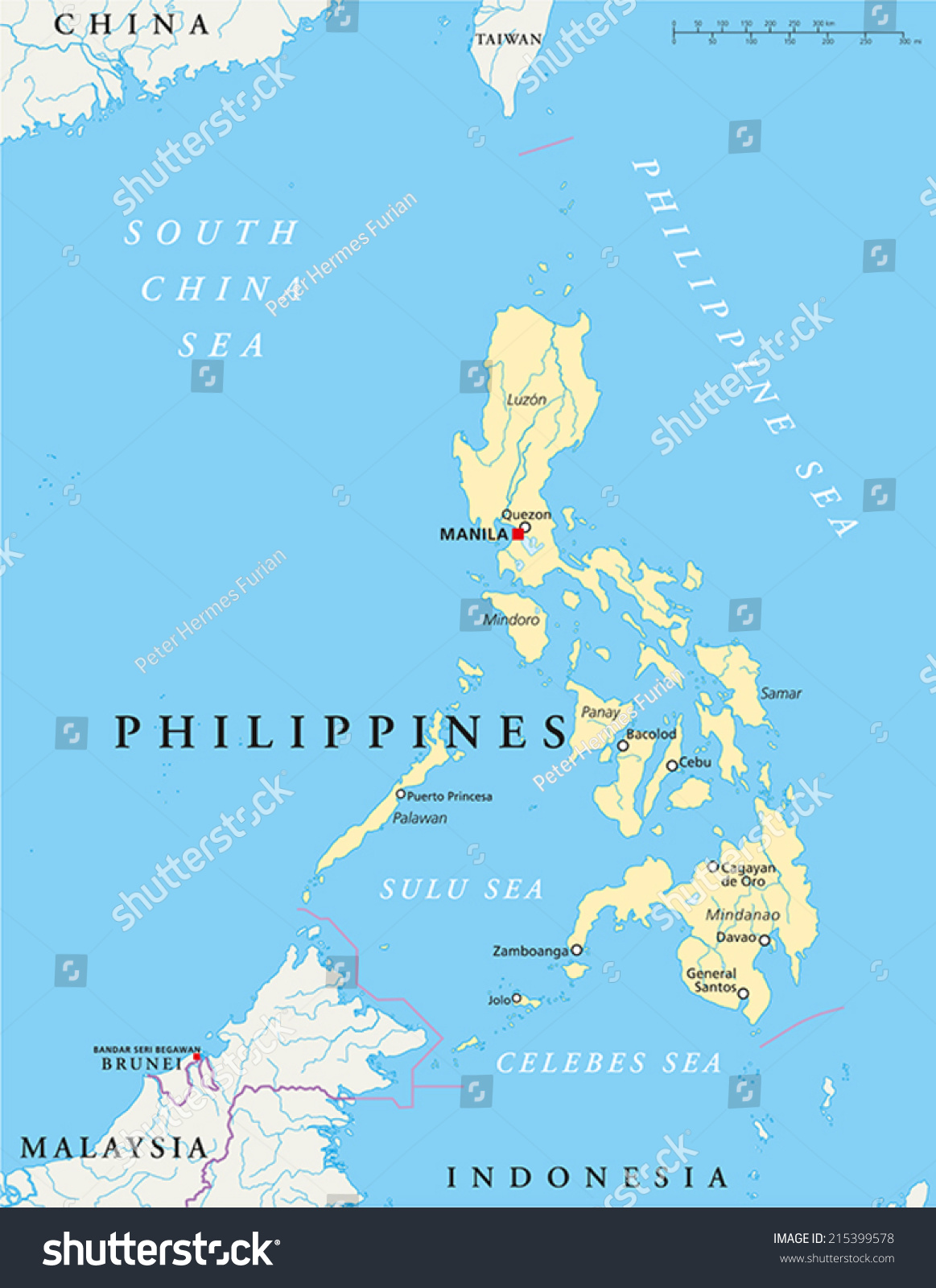 Philippines Political Map with capital Manila, - Royalty Free Stock ...