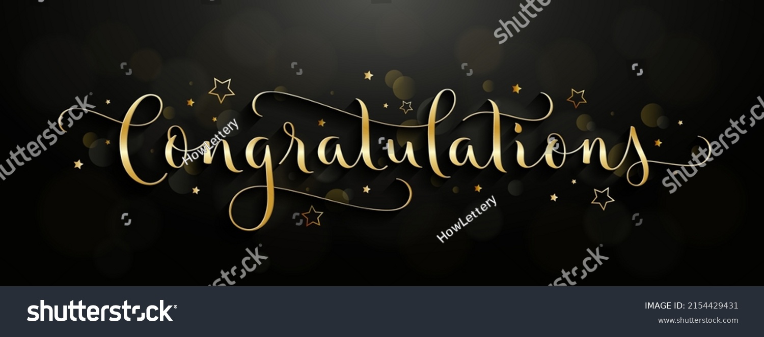 CONGRATULATIONS gold vector brush calligraphy - Royalty Free Stock ...