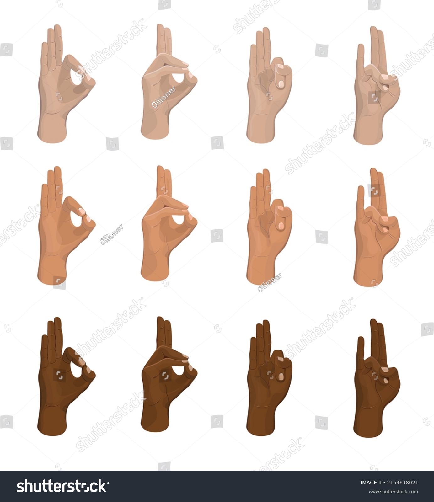 Set of vector mudras hands. Gyan, vayu, surya, - Royalty Free Stock ...