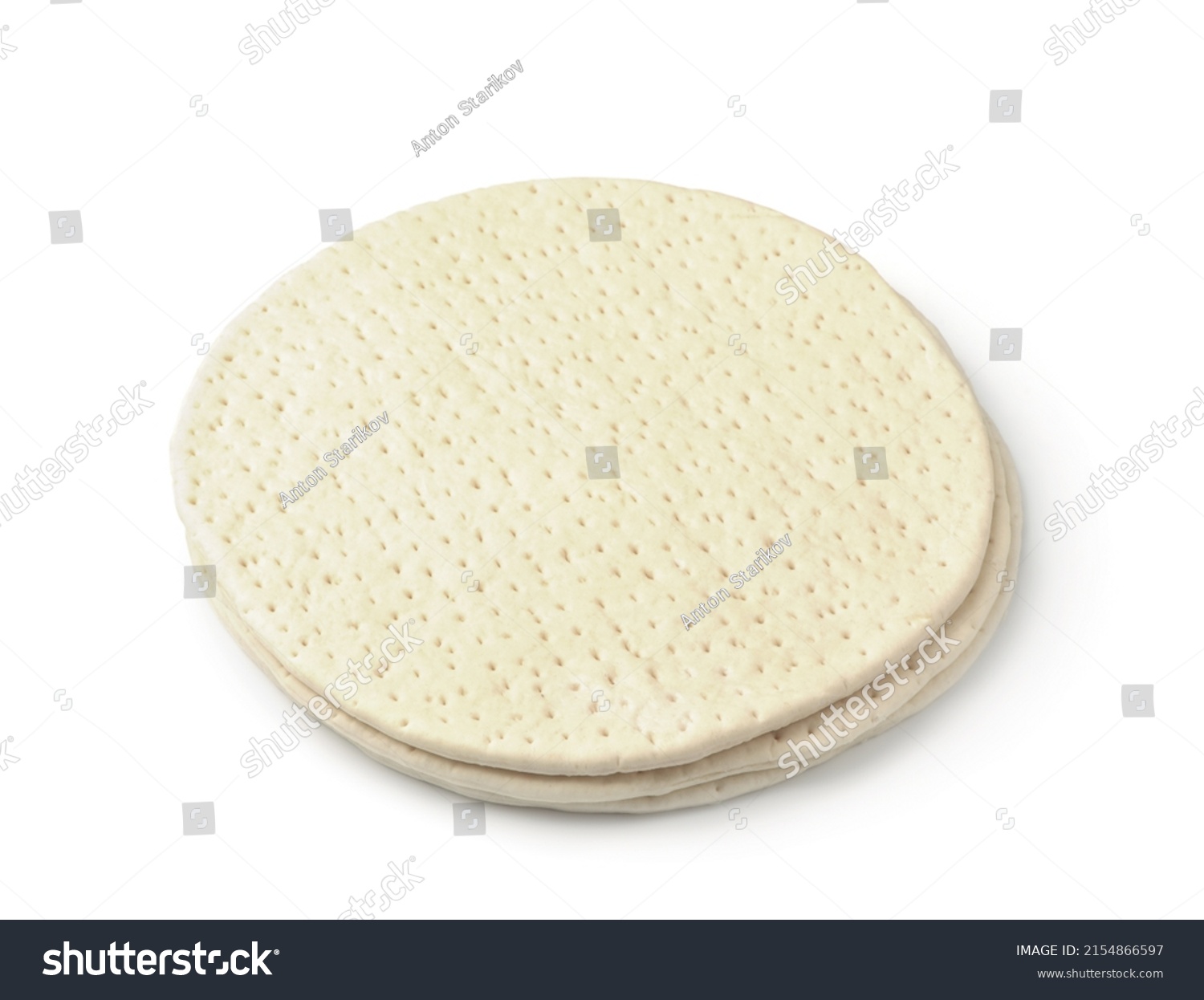 Three uncooked frozen pizza dough bases isolated on white #2154866597