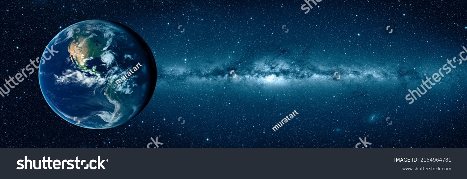 The Earth from space milky way in the background "Elements of this image furnished by NASA " #2154964781