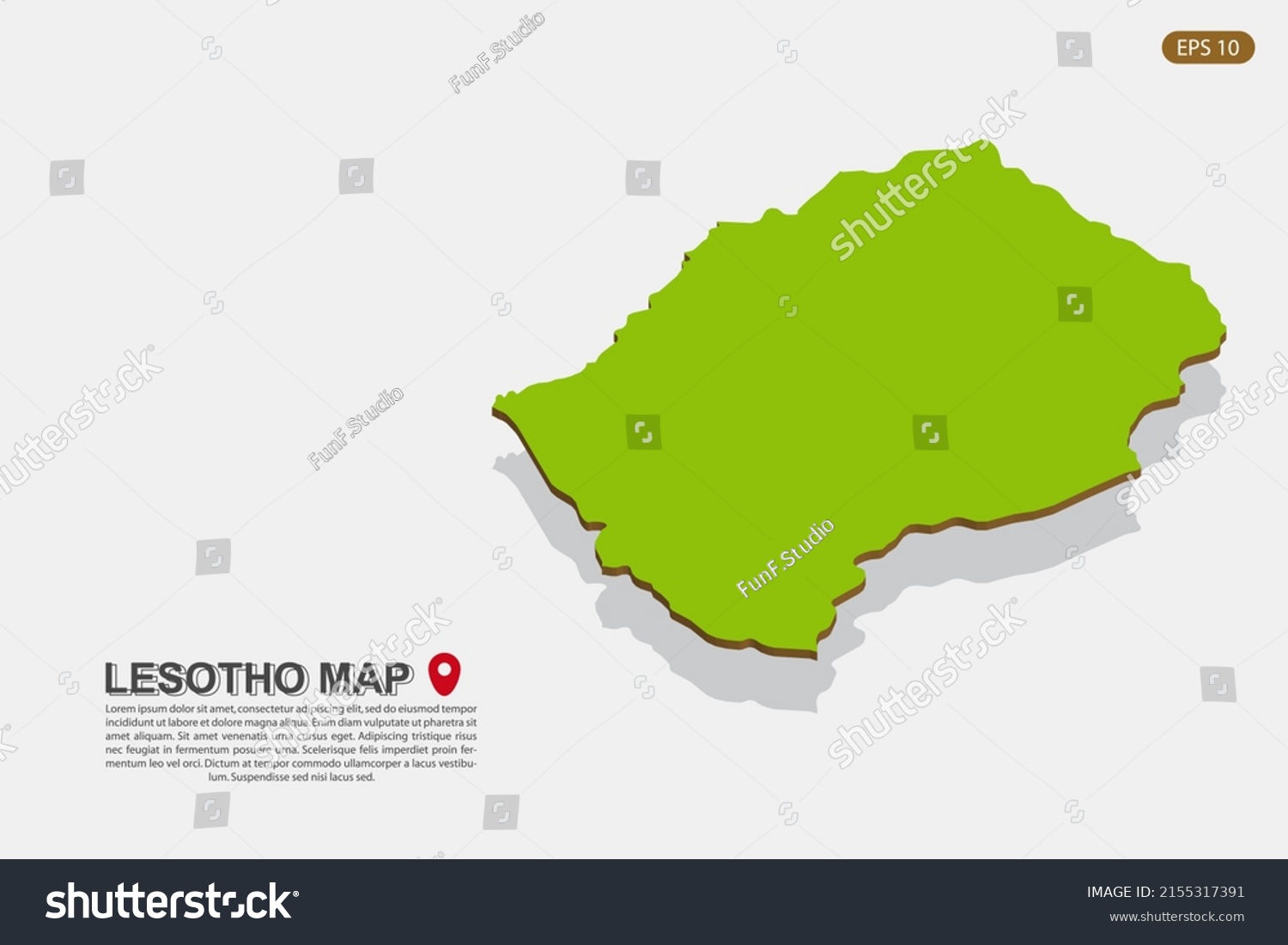 Lesotho Map - World map International vector - Royalty Free Stock ...