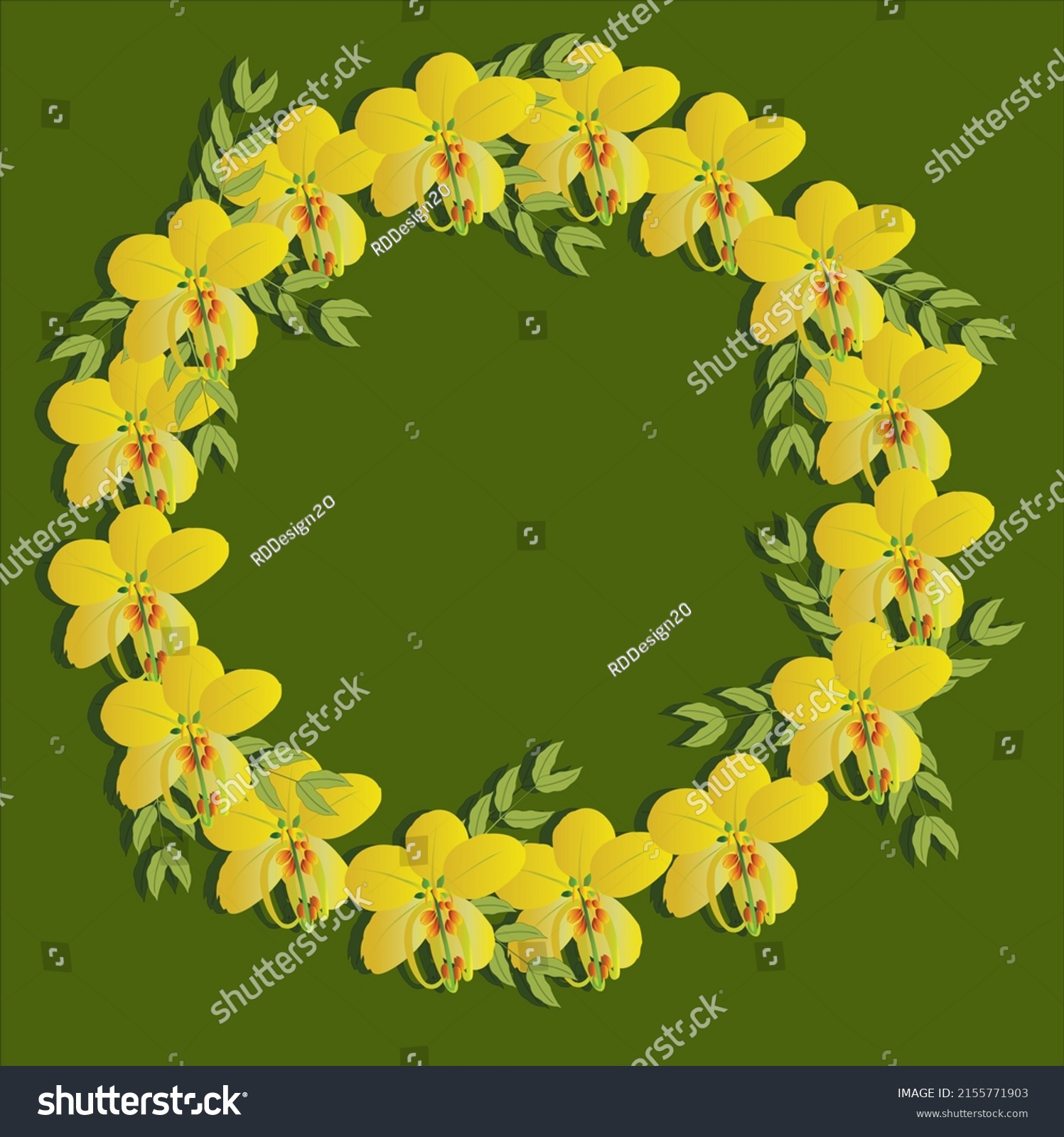 Indian Laburnum golden showers flowers arranged - Royalty Free Stock ...