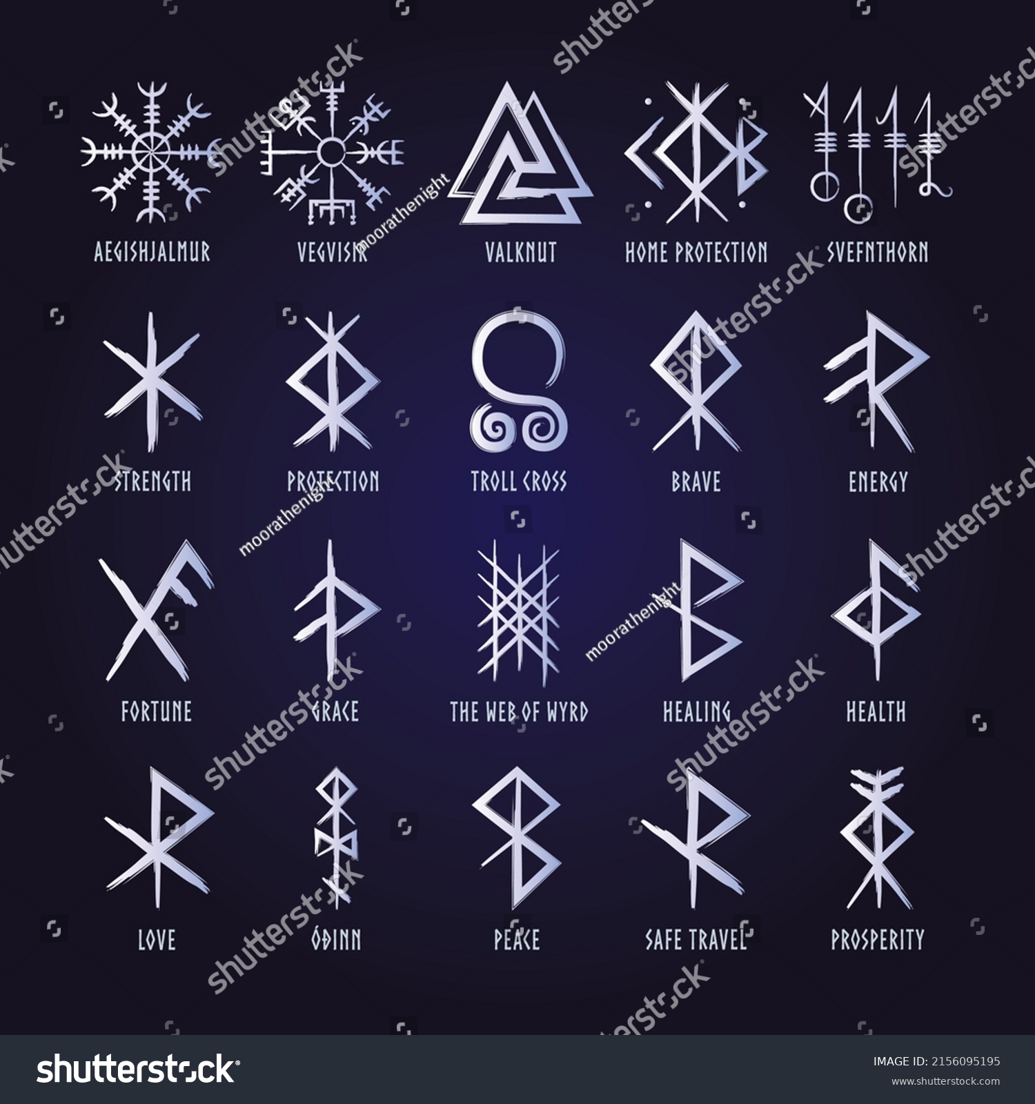 Full editable collection of norse symbols with Royalty Free Stock