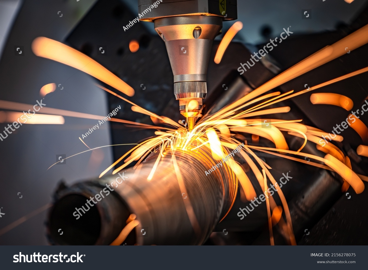 CNC Laser cutting of metal, modern industrial technology Making Industrial Details. The laser optics and CNC (computer numerical control) are used to direct the material or the laser beam generated. #2156278075