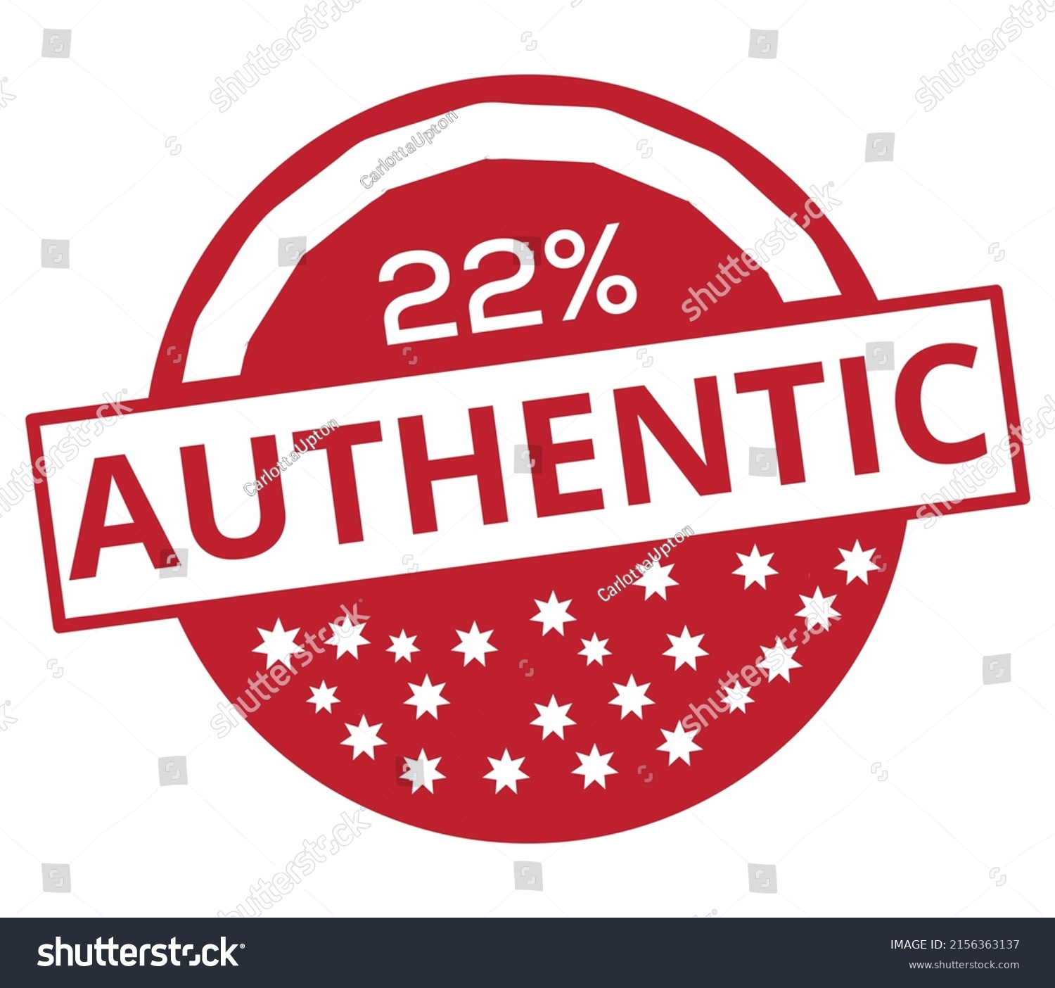 22% percentage Authentic sign label vector art illustration with fantastic font and red color #2156363137