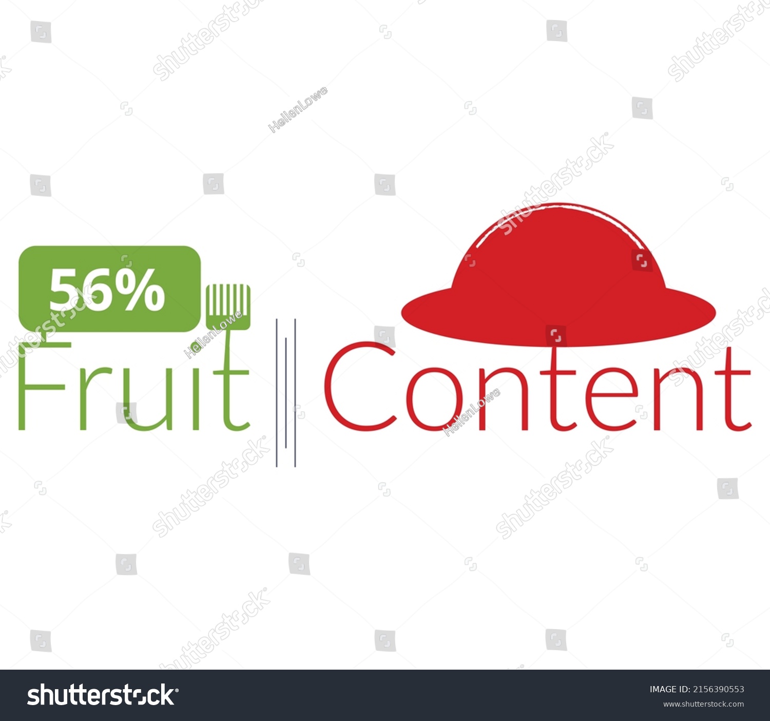 % percentage fruit content sign label vector art illustration with fantastic font and green red color #2156390553