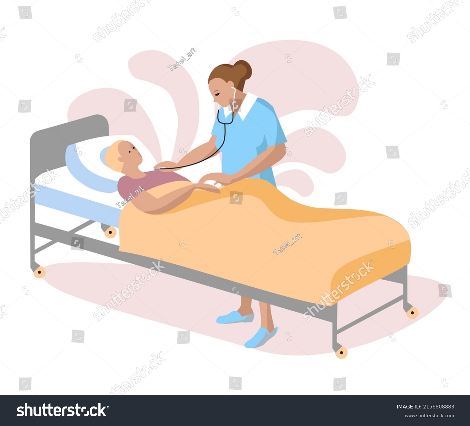 Female Doctor Visit Girl Patient At Hospital Royalty Free Stock Vector 2156808883