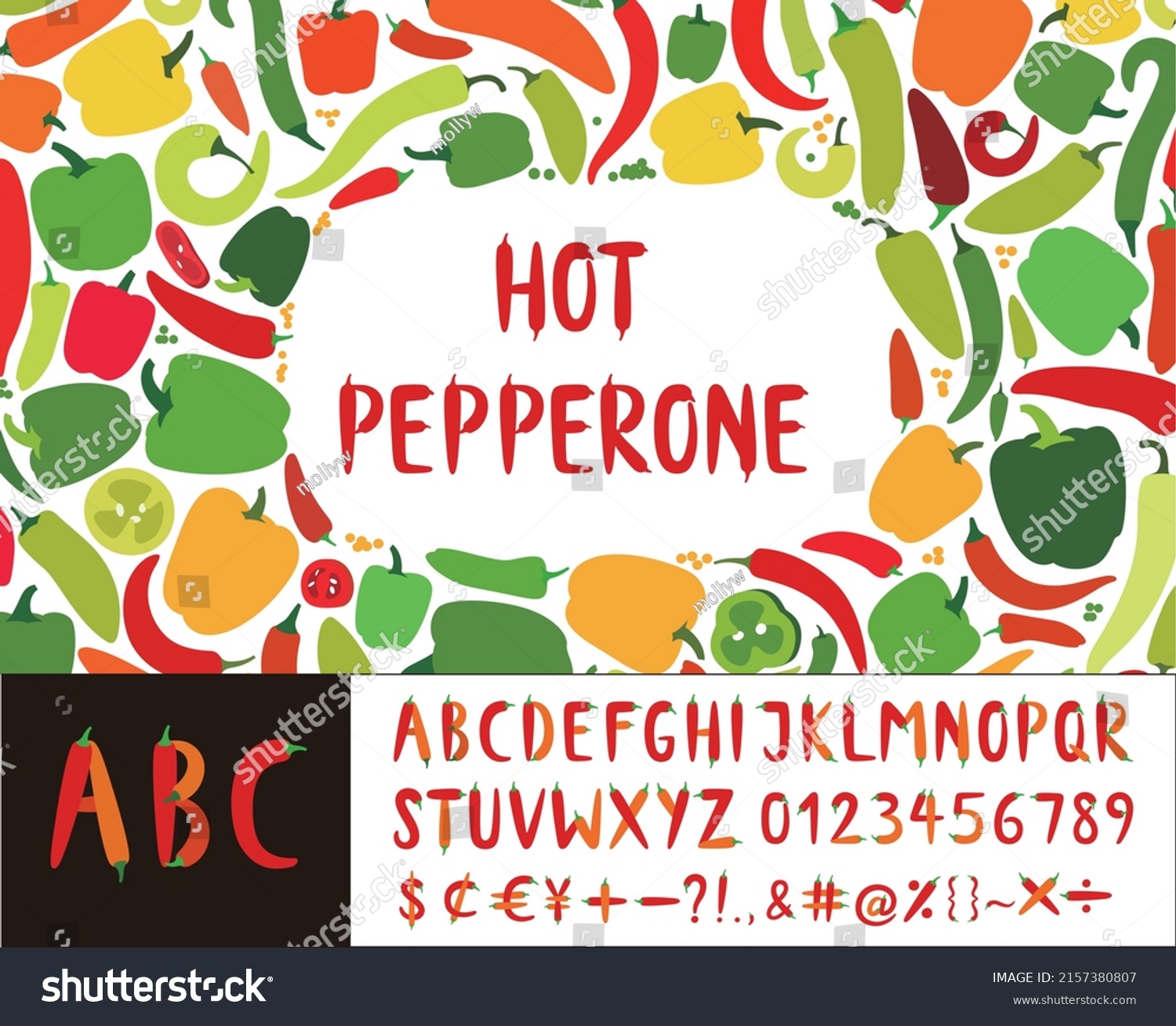 Alphabet Hot pepper font, vector illustration. - Royalty Free Stock ...