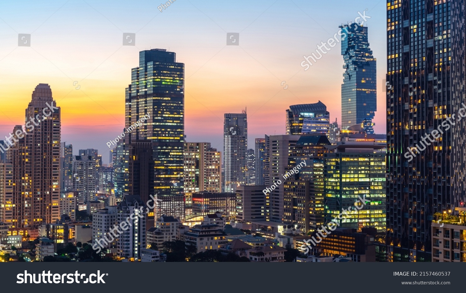 Night of the Metropolitan Bangkok City downtown cityscape urban skyline tower Thailand  - Cityscape Bangkok city Thailand #2157460537